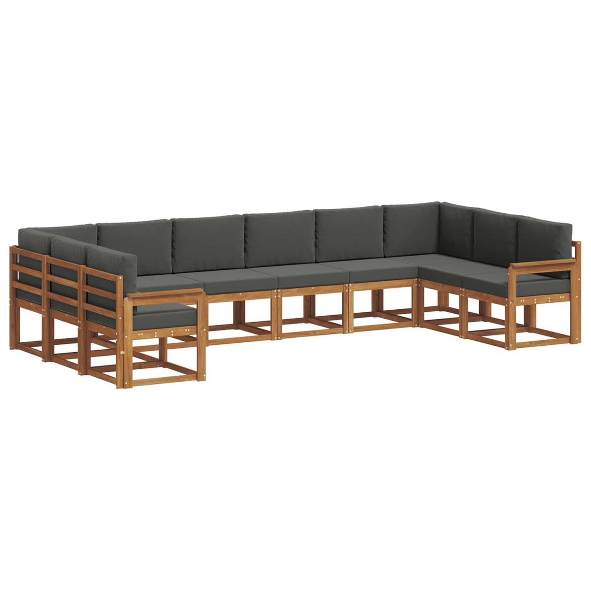 Set vanjskih sofa 10 kom. Prirodna i antracit Smeđa 363 x 187,5 x 73 cm