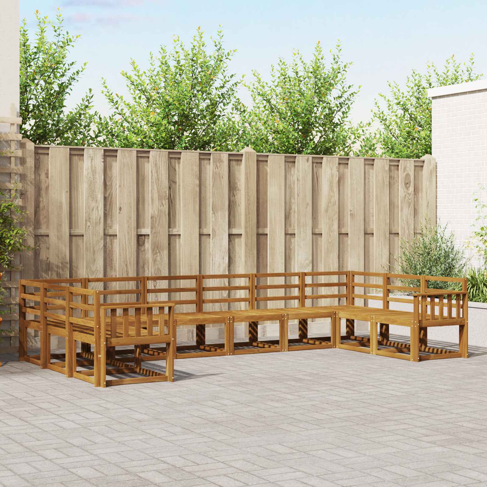 Set vanjskih sofa 10 pcs Prirodna Čvrsto drvo akacije