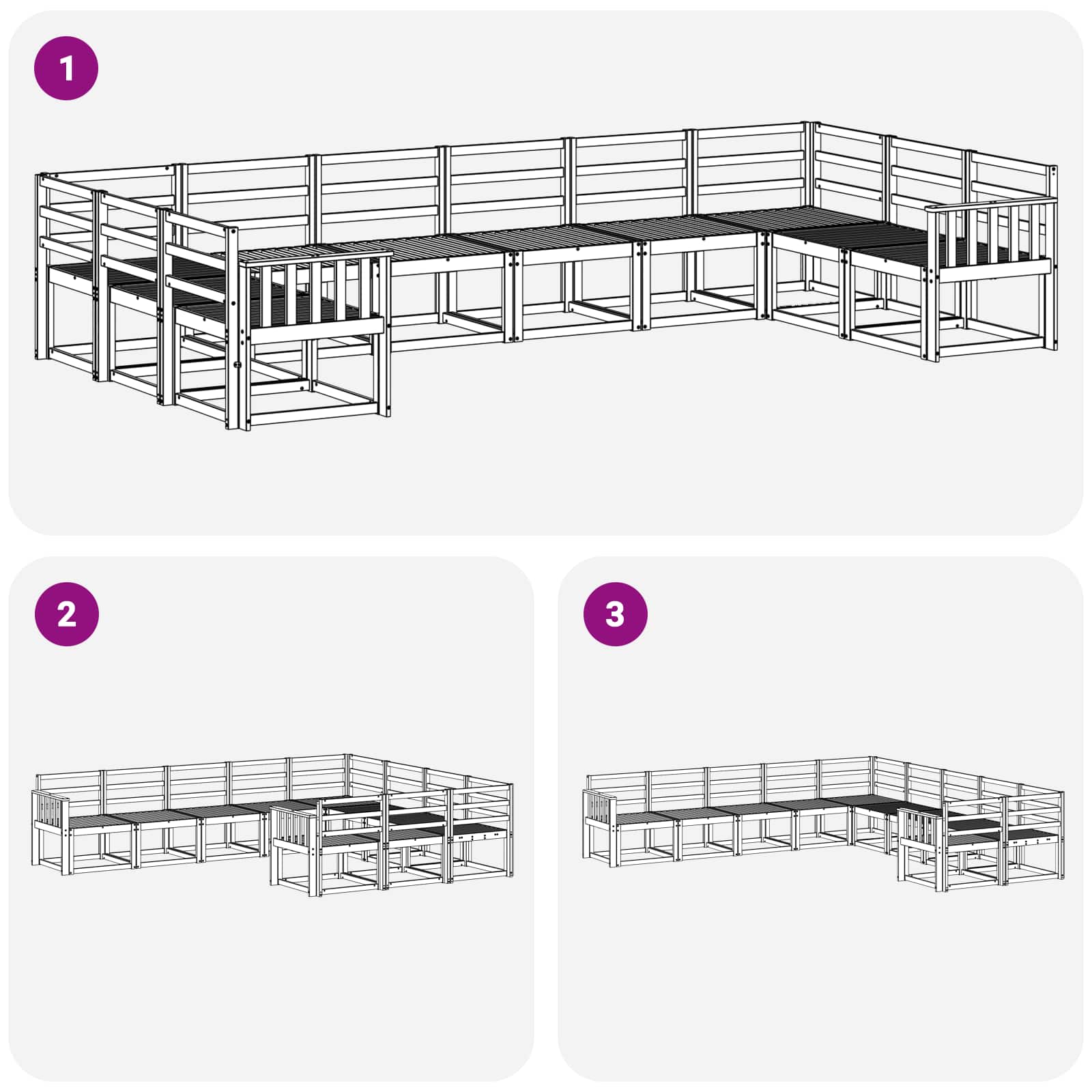 Set vanjskih sofa 10 pcs Prirodna Čvrsto drvo akacije