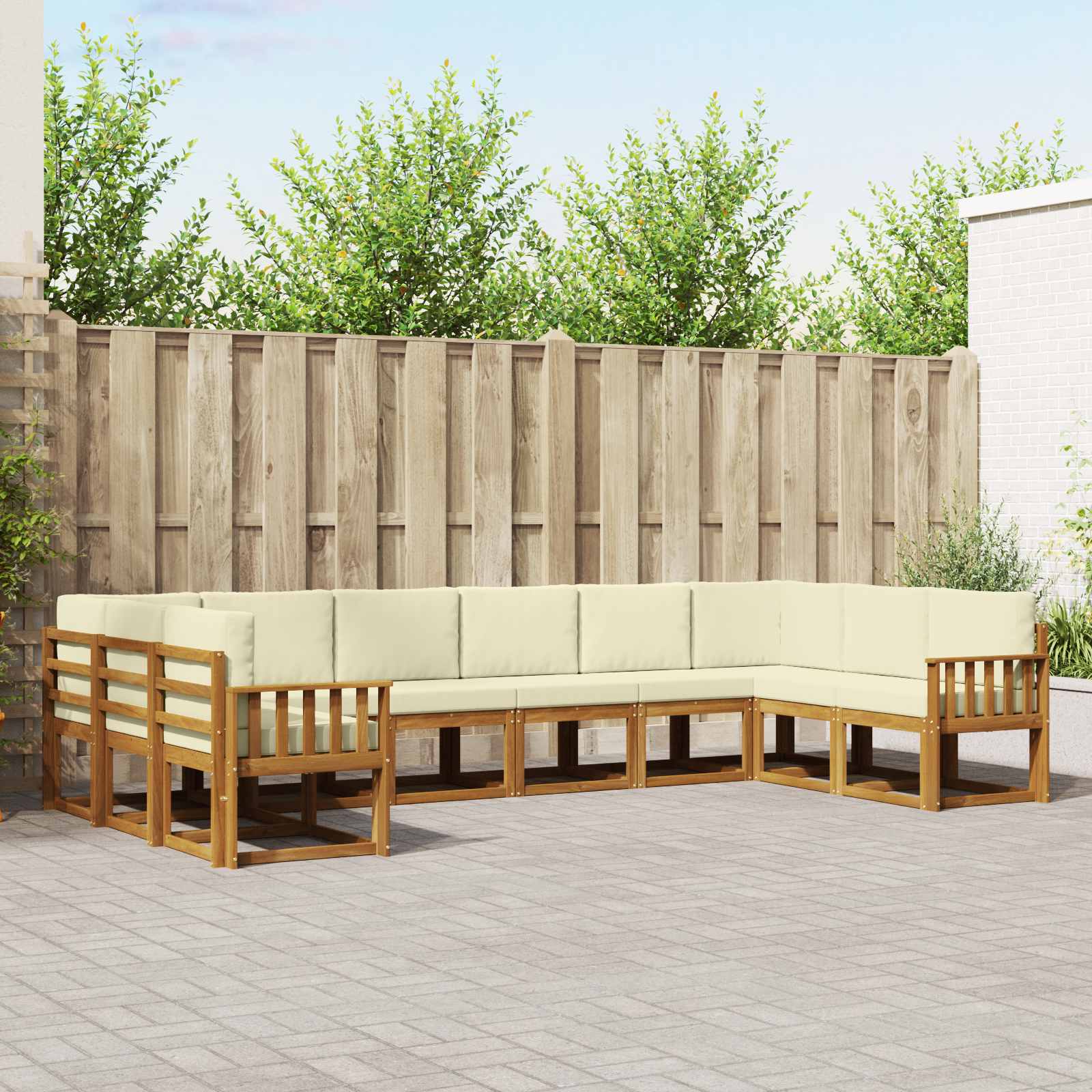 Set vanjskih sofa s jastukom 10 pcs Prirodna i krem