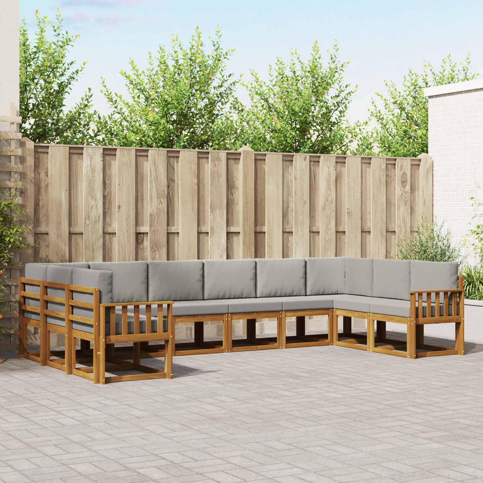 Set vanjskih sofa s jastukom 10 pcs Prirodna i svijetlo siva