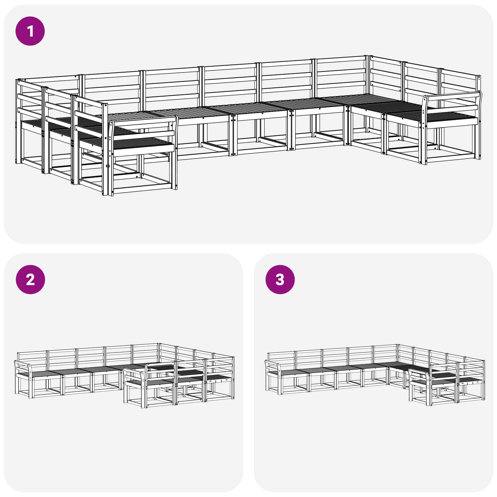 Set vanjskih sofa 10 pcs Prirodna Čvrsto drvo akacije
