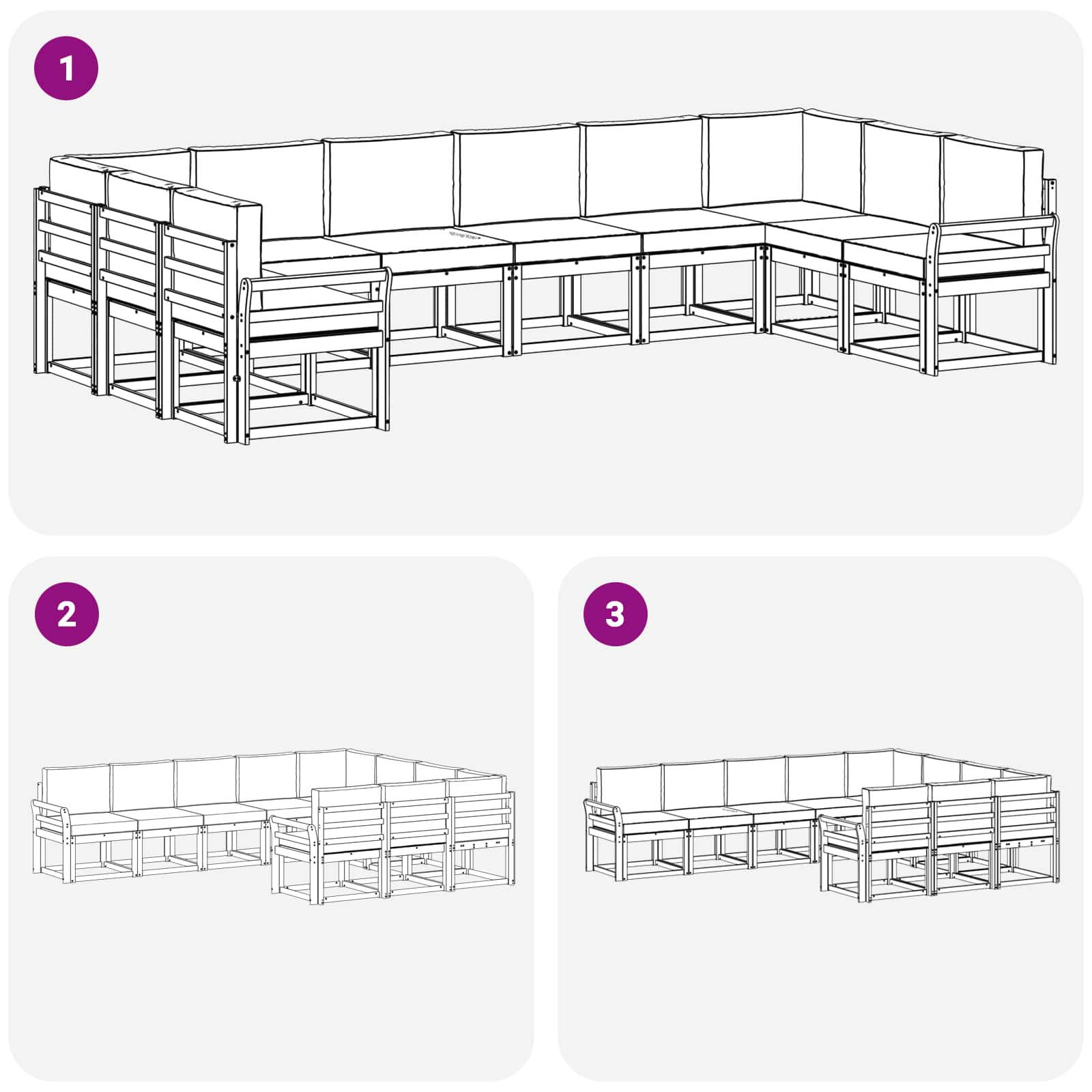 Set vanjskih sofa s jastukom 10 pcs Prirodna i krem