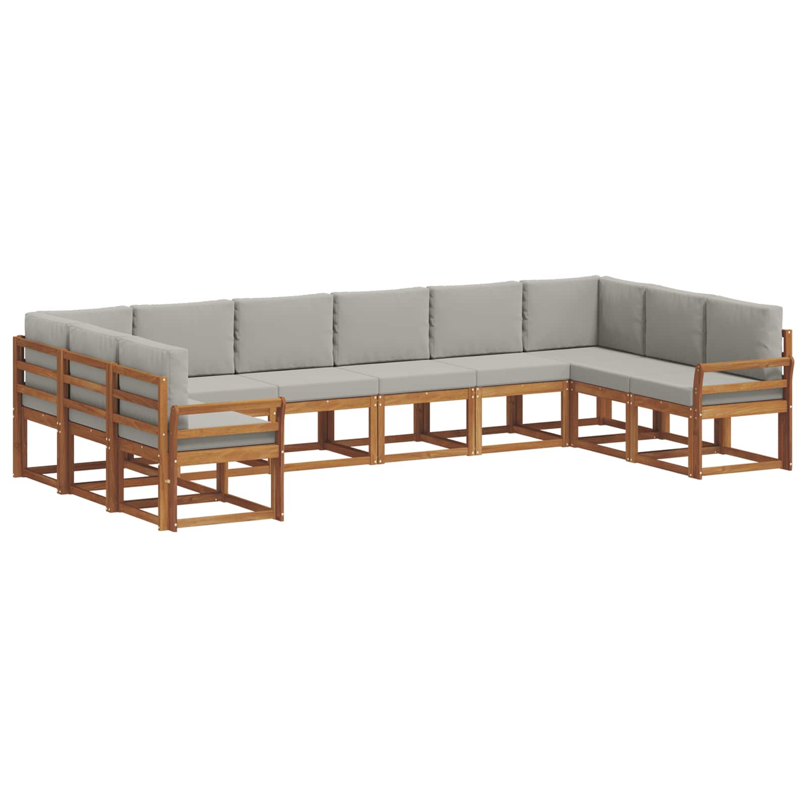 Set vanjskih sofa s jastukom 10 pcs Prirodna i svijetlo siva