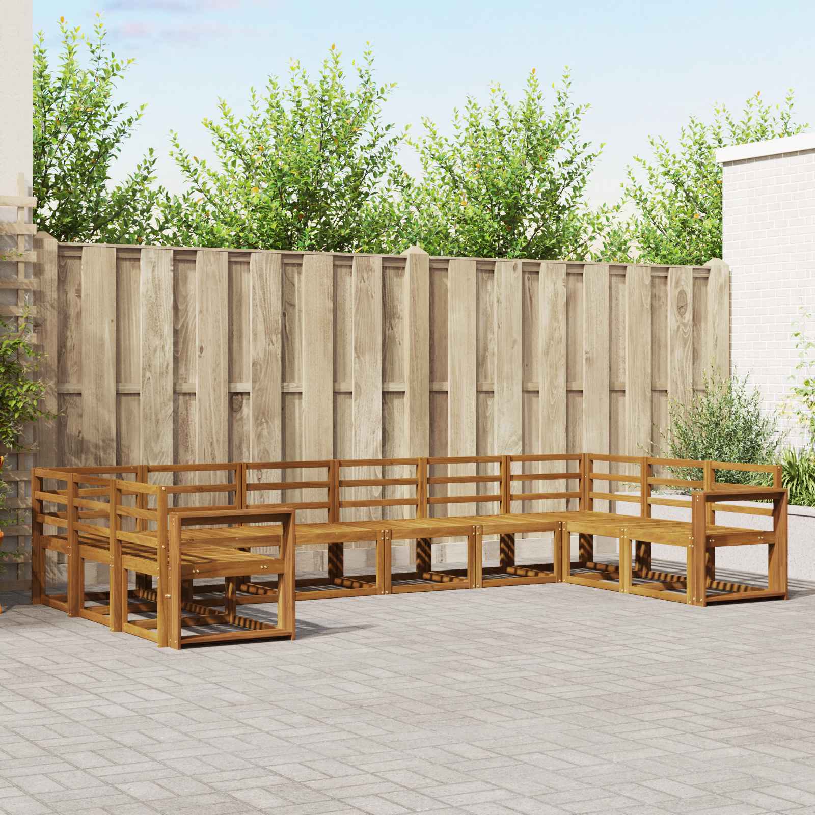 Set vanjskih sofa 10 pcs Prirodna Čvrsto drvo akacije