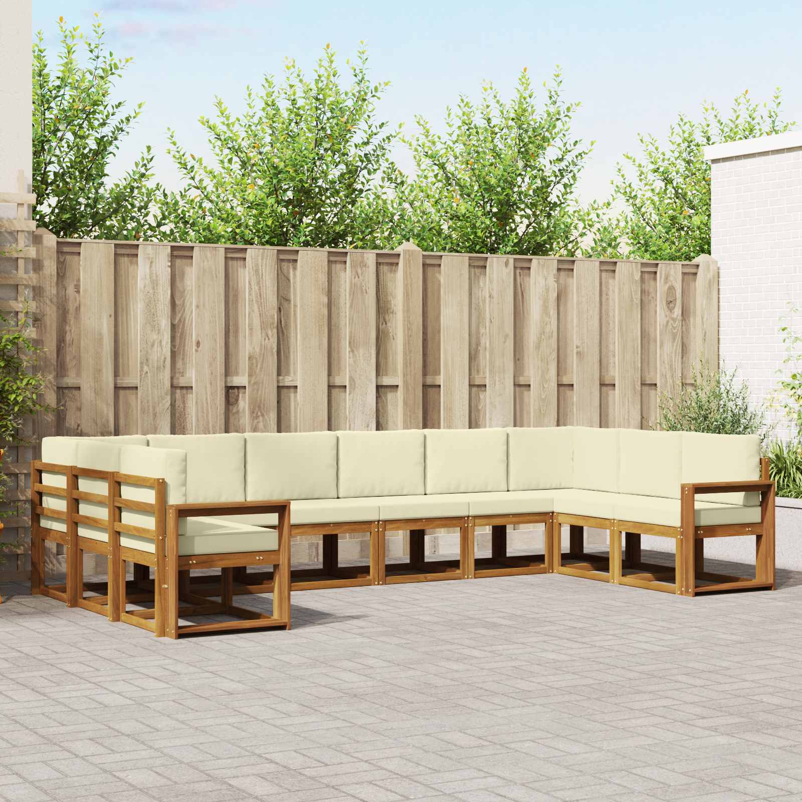 Set vanjskih sofa s jastukom 10 pcs Prirodna i krem