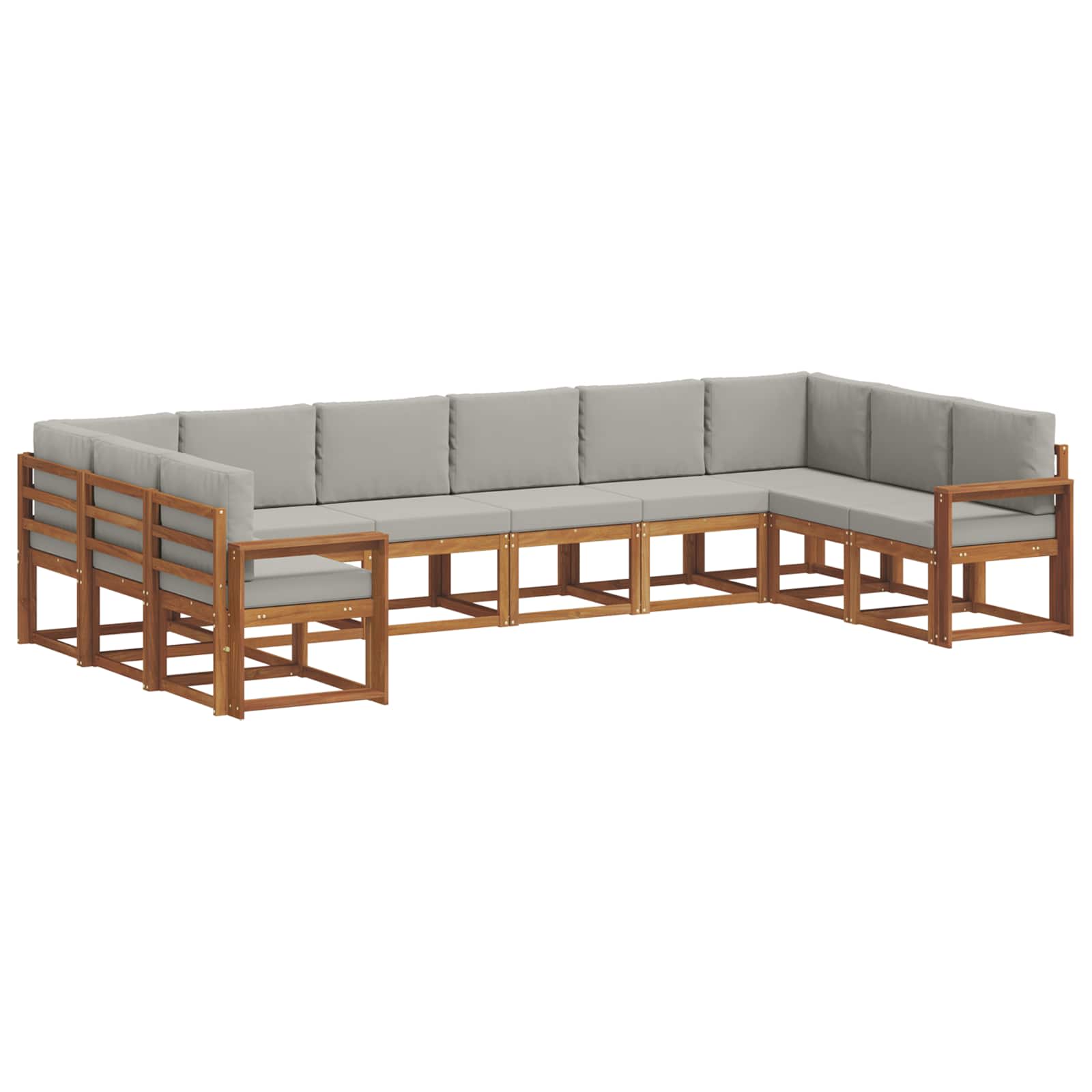 Set vanjskih sofa s jastukom 10 pcs Prirodna i svijetlo siva