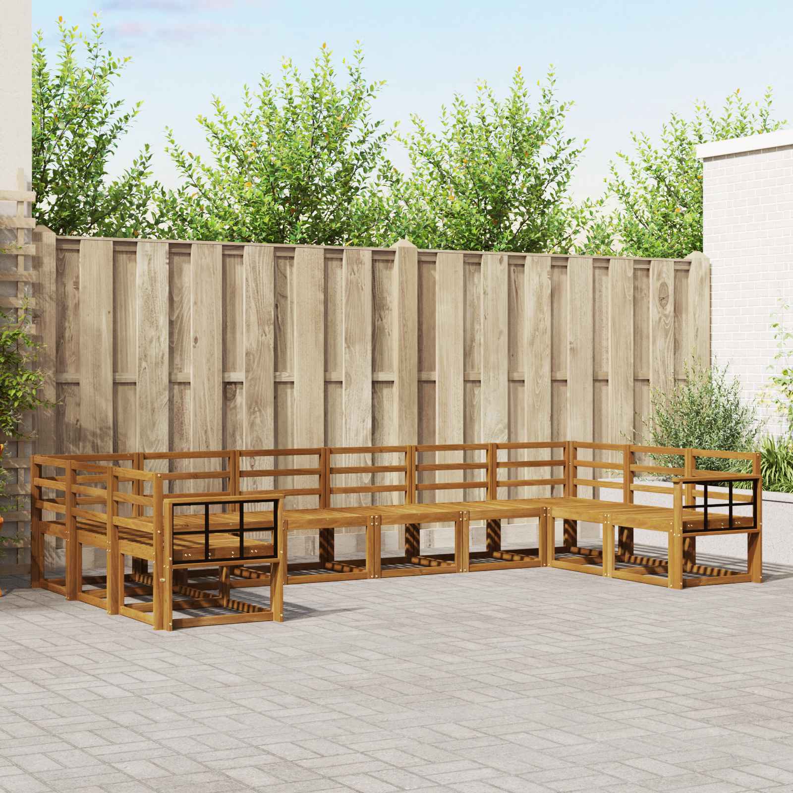Set vanjskih sofa 10 pcs Prirodna Čvrsto drvo akacije