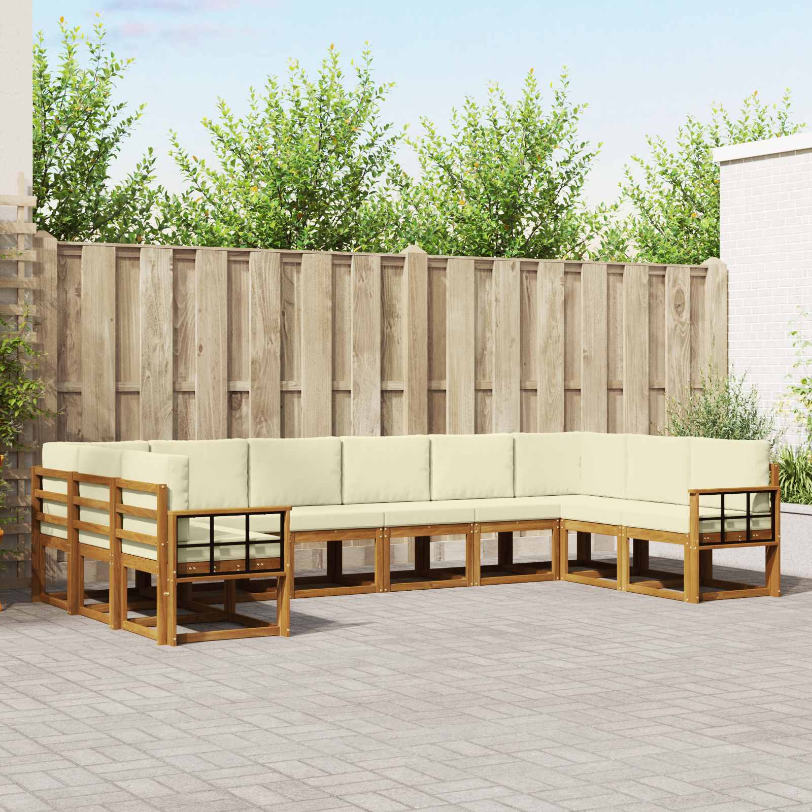 Set vanjskih sofa s jastukom 10 pcs Prirodna i krem