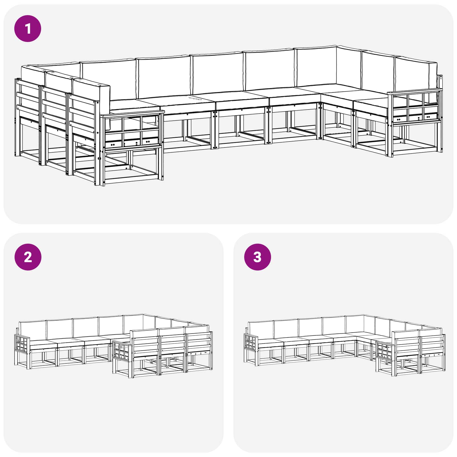 Set vanjskih sofa s jastukom 10 pcs Prirodna i krem