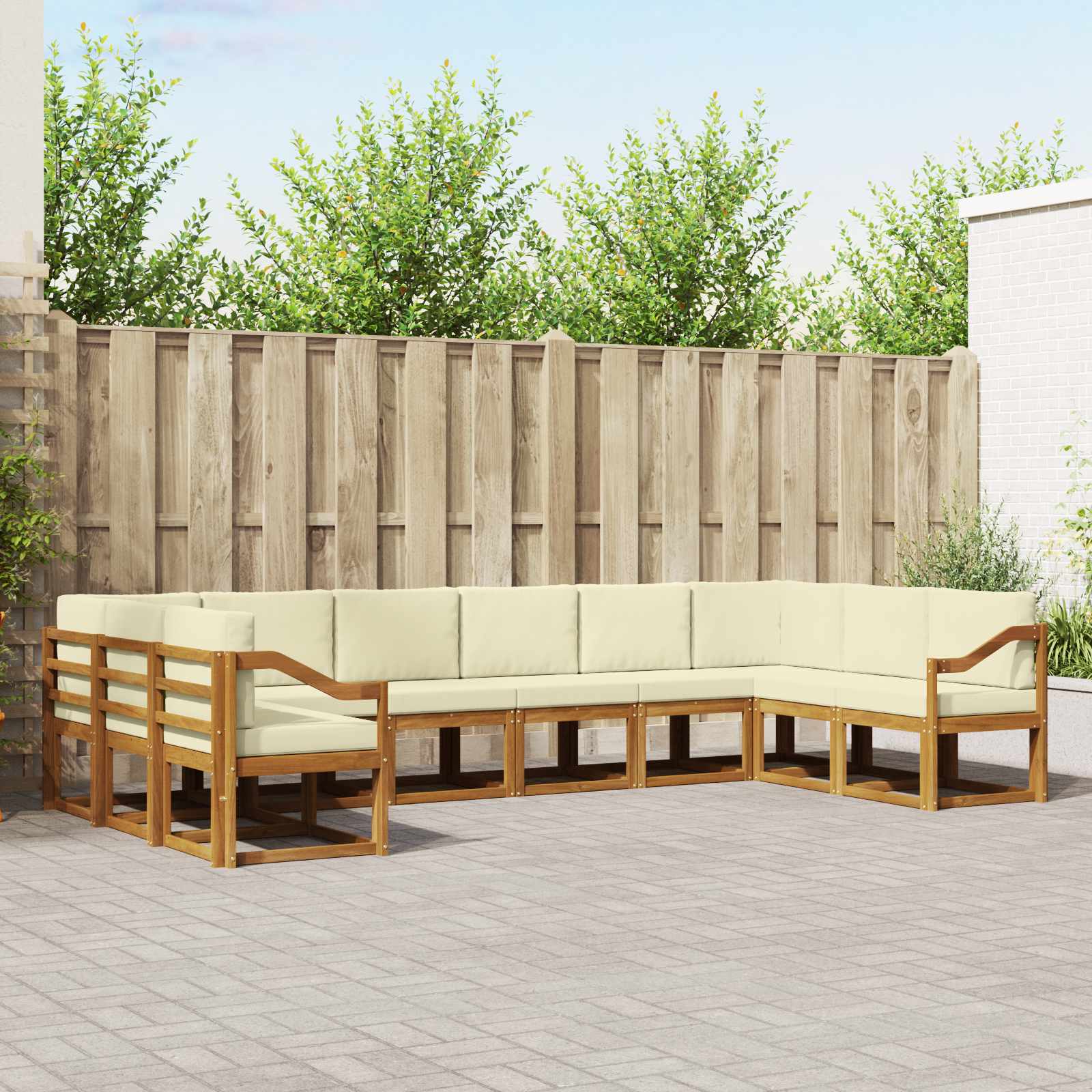 Set vanjskih sofa s jastukom 10 pcs Prirodna i krem