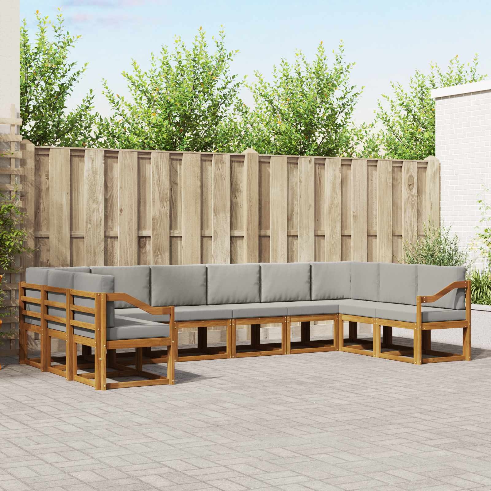 Set vanjskih sofa s jastukom 10 pcs Prirodna i svijetlo siva
