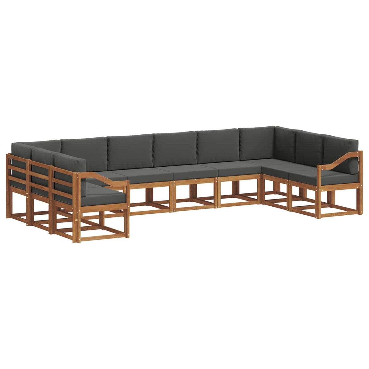 Set vanjskih sofa 10 kom. Prirodna i antracit Smeđa 363 x 185,5 x 73 cm