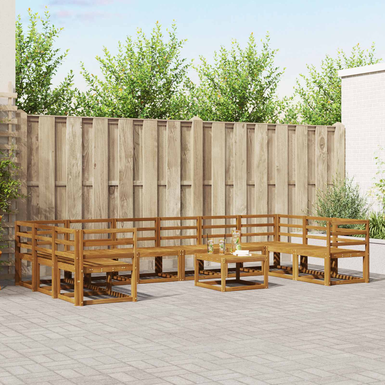 Set vanjskih sofa 11 pcs Prirodna Čvrsto drvo akacije