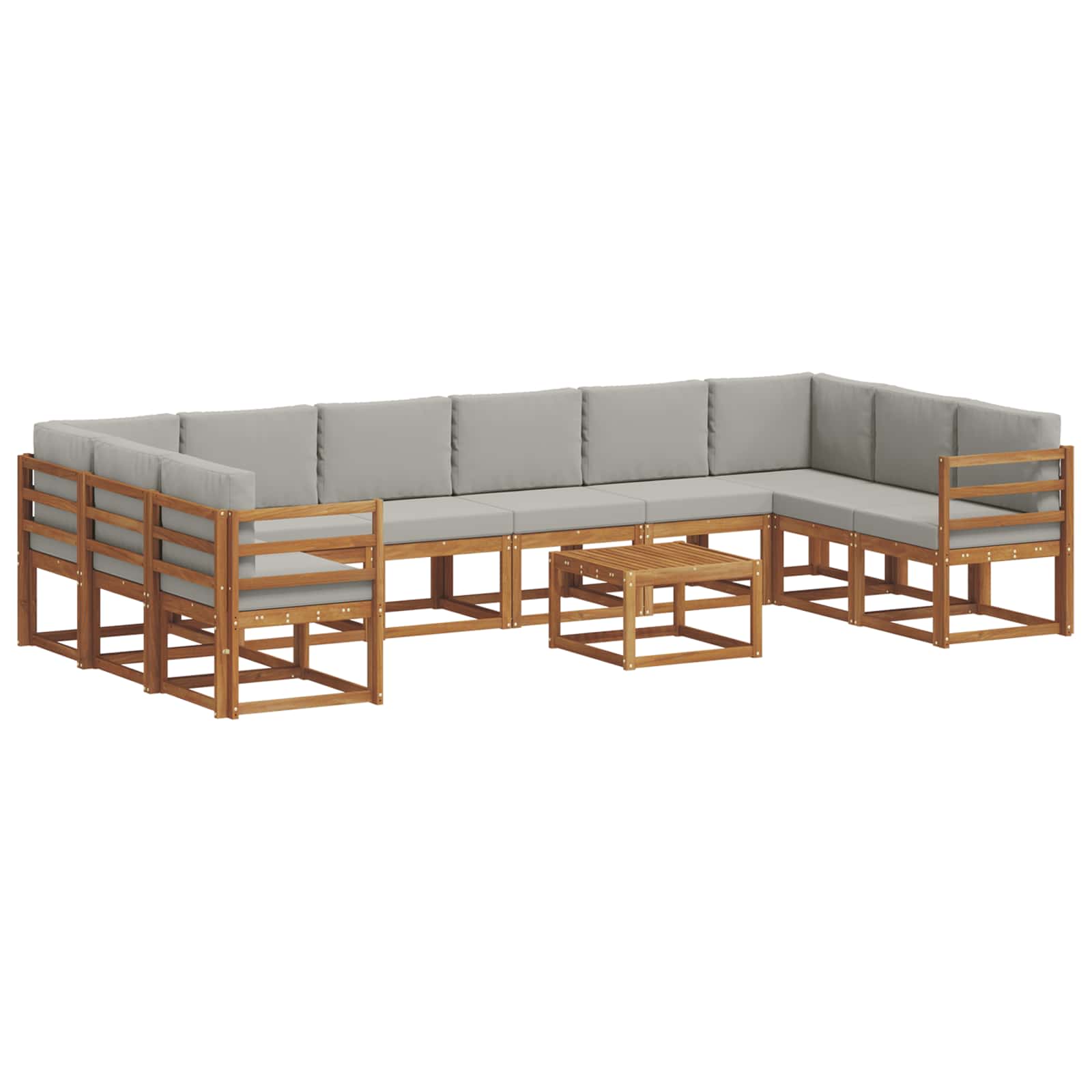 Set vanjskih sofa s jastukom 11 pcs Prirodna i svijetlo siva