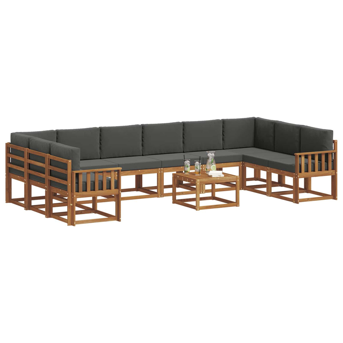 Set vanjskih sofa 11 kom. Prirodna i antracit
