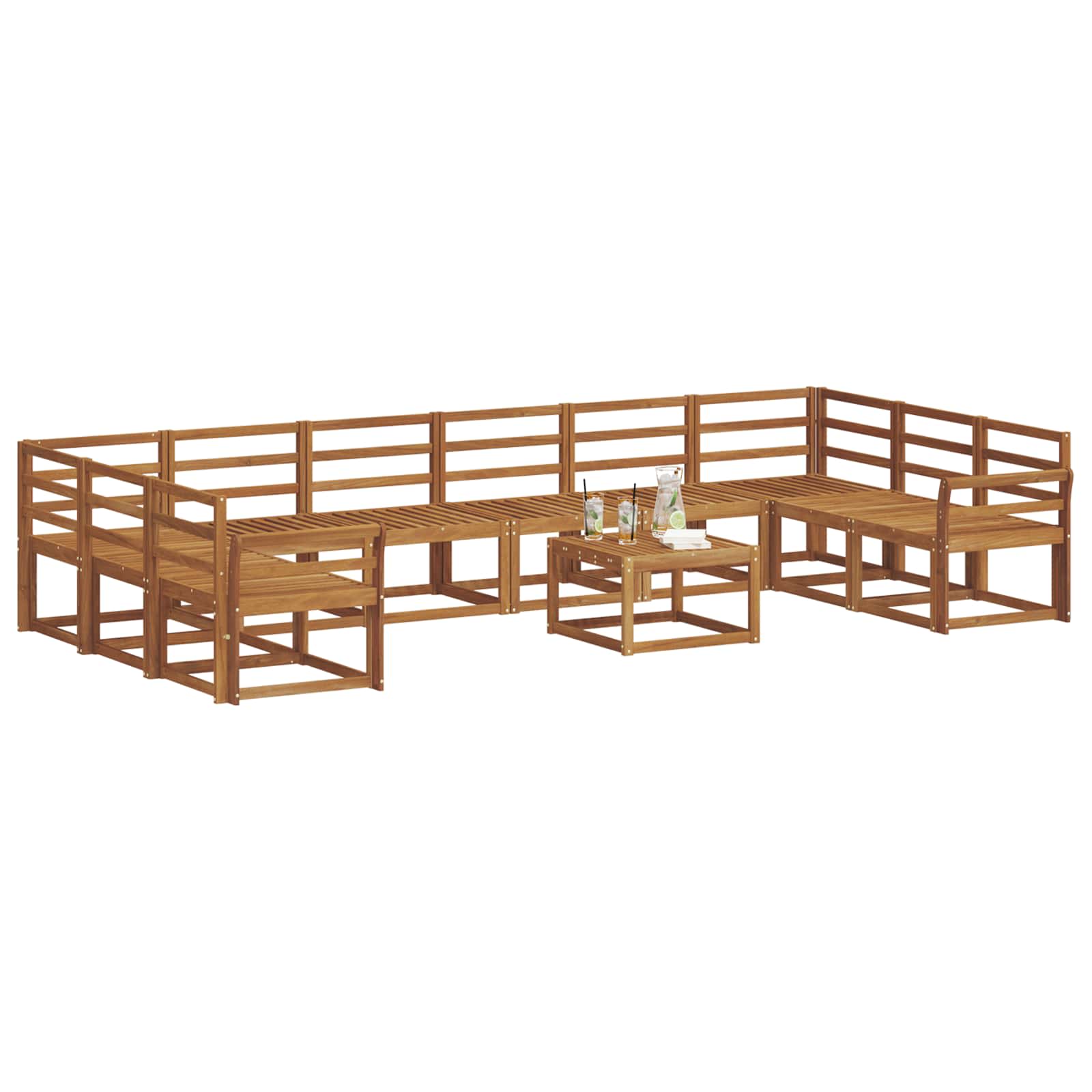 Set vanjskih sofa 11 pcs Prirodna Čvrsto drvo akacije