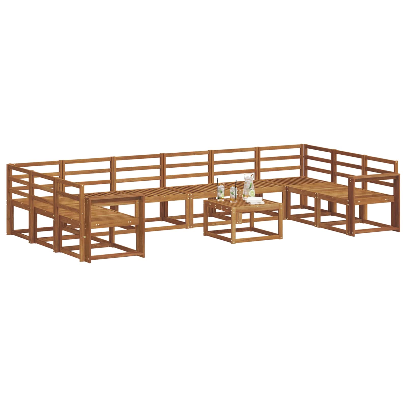 Set vanjskih sofa 11 pcs Prirodna Čvrsto drvo akacije