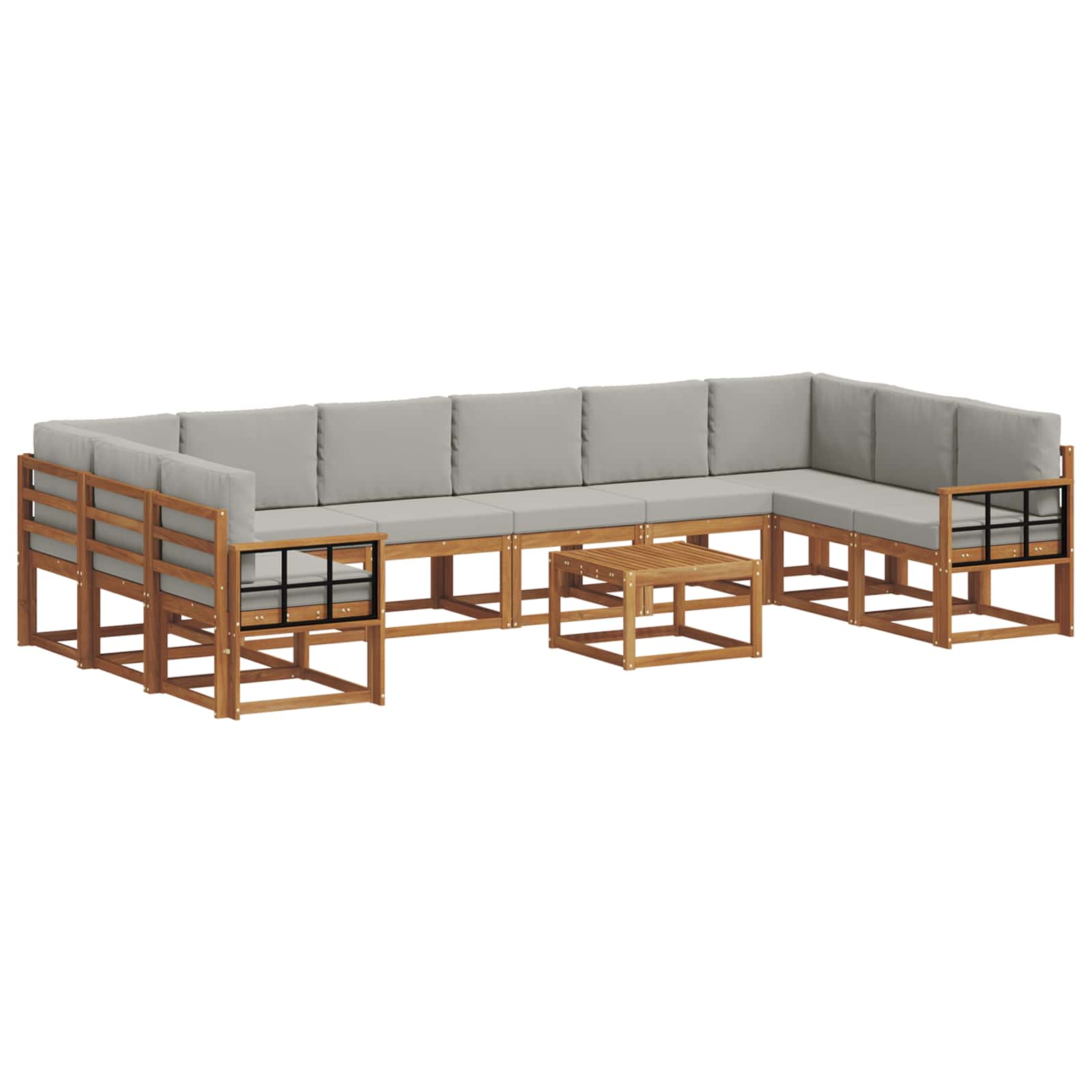 Set vanjskih sofa s jastukom 11 pcs Prirodna i svijetlo siva