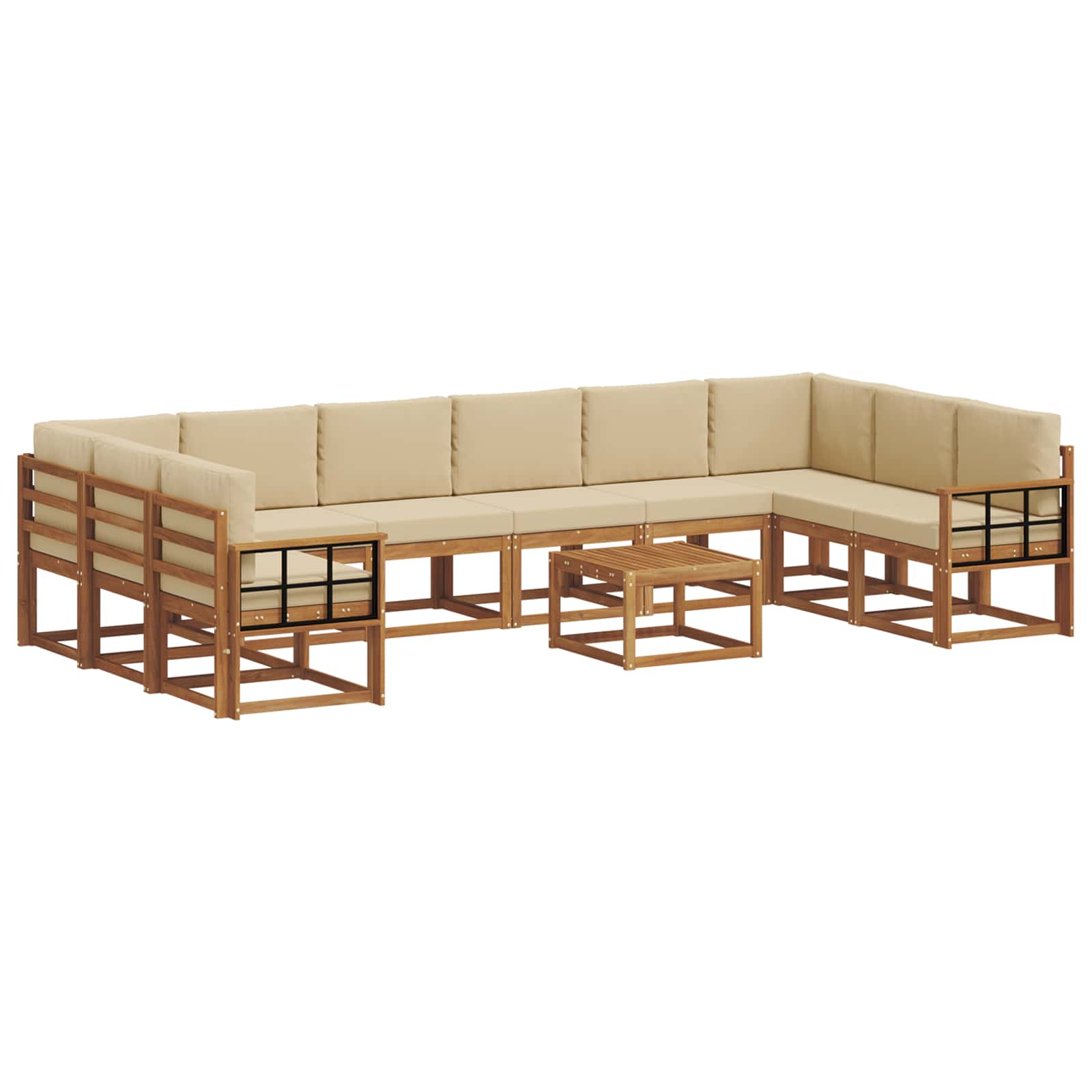 Set vanjskih sofa s jastukom 11 pcs Prirodna i bež