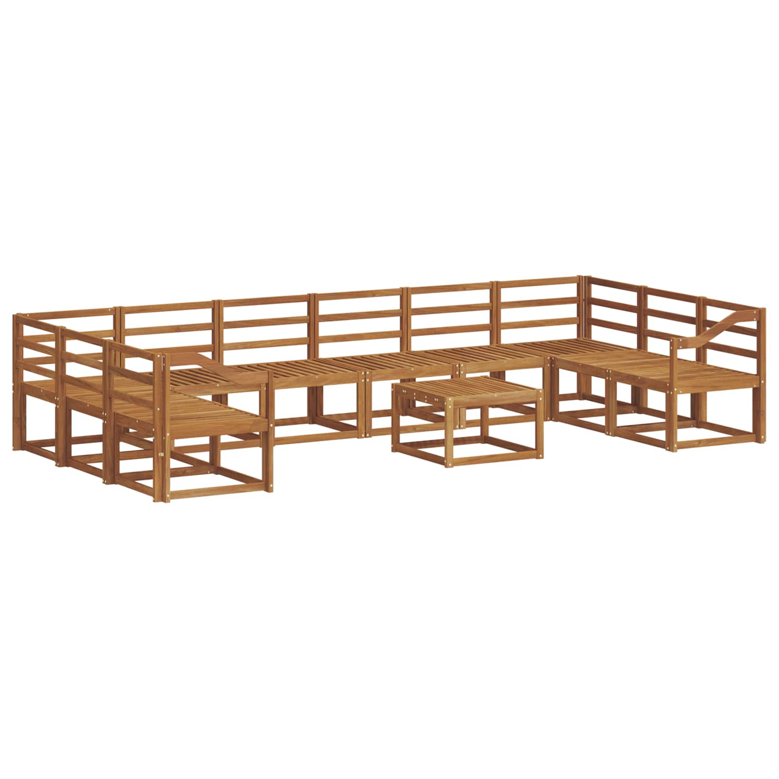 Set vanjskih sofa 11 pcs Prirodna Čvrsto drvo akacije