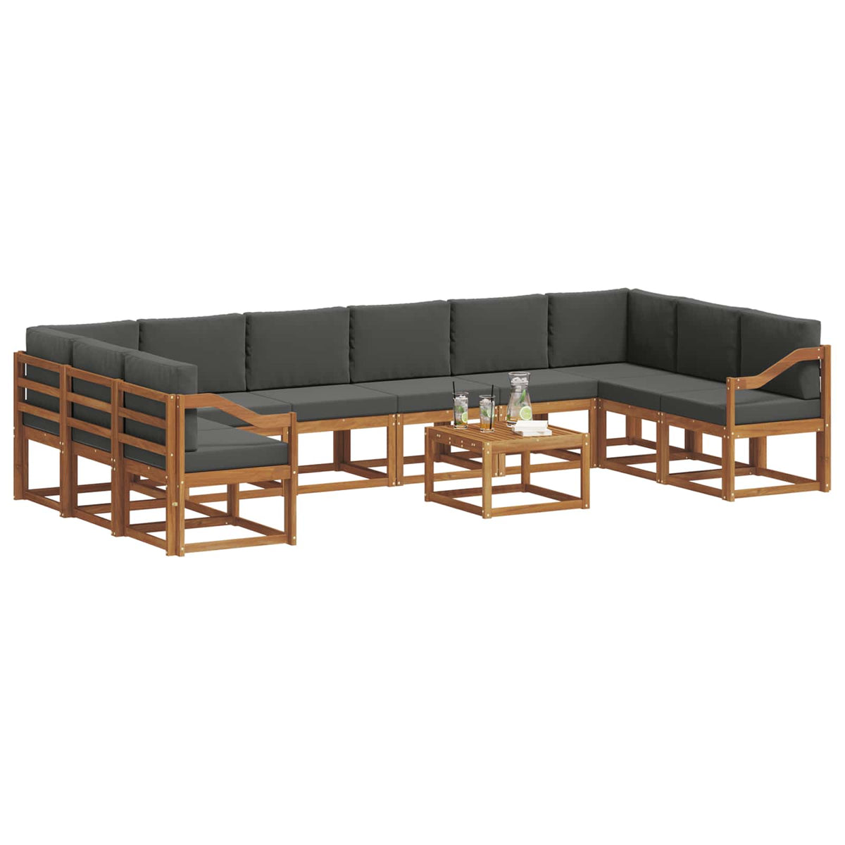 Set vanjskih sofa 11 kom. Prirodna i antracit