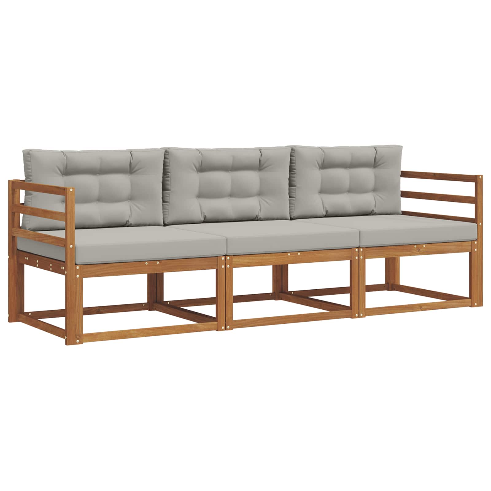 Set vanjskih sofa s jastukom 3 pcs Prirodna i svijetlo siva