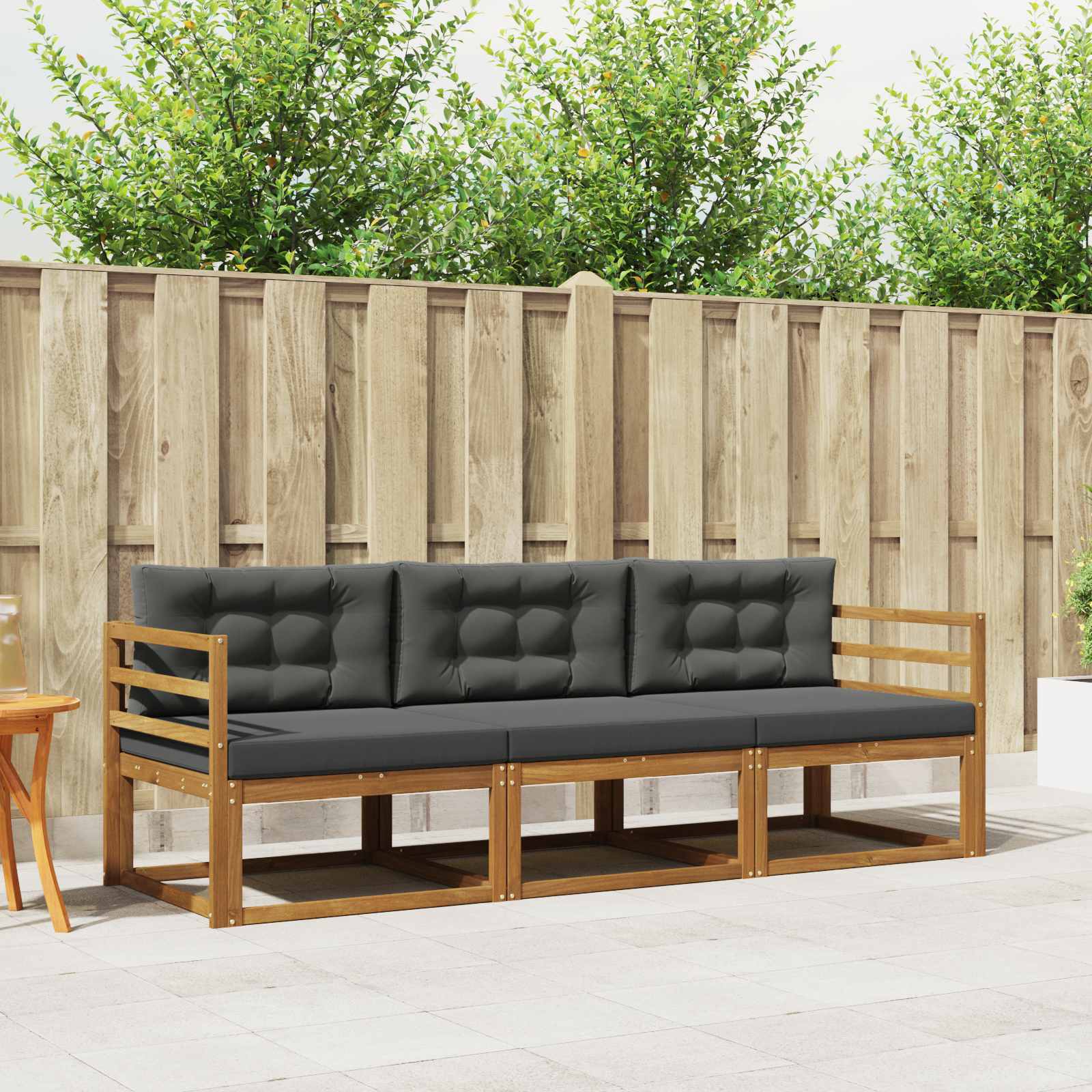 Set vanjskih sofa s jastukom 3 pcs Prirodna i antracit