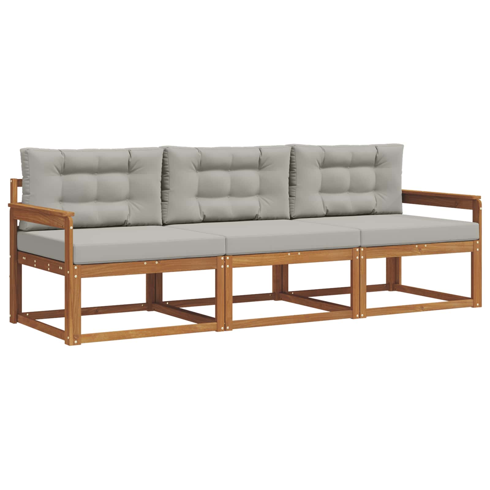 Set vanjskih sofa s jastukom 3 pcs Prirodna i svijetlo siva