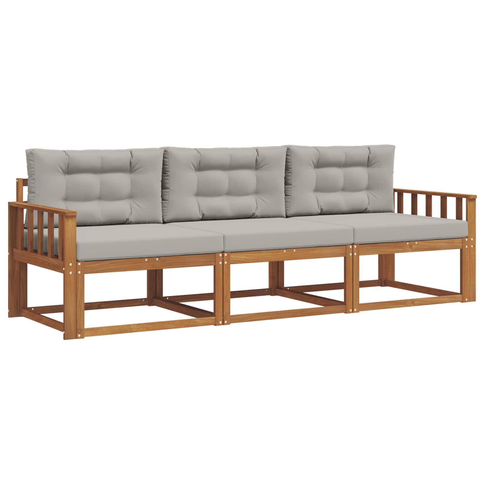 Set vanjskih sofa s jastukom 3 pcs Prirodna i svijetlo siva