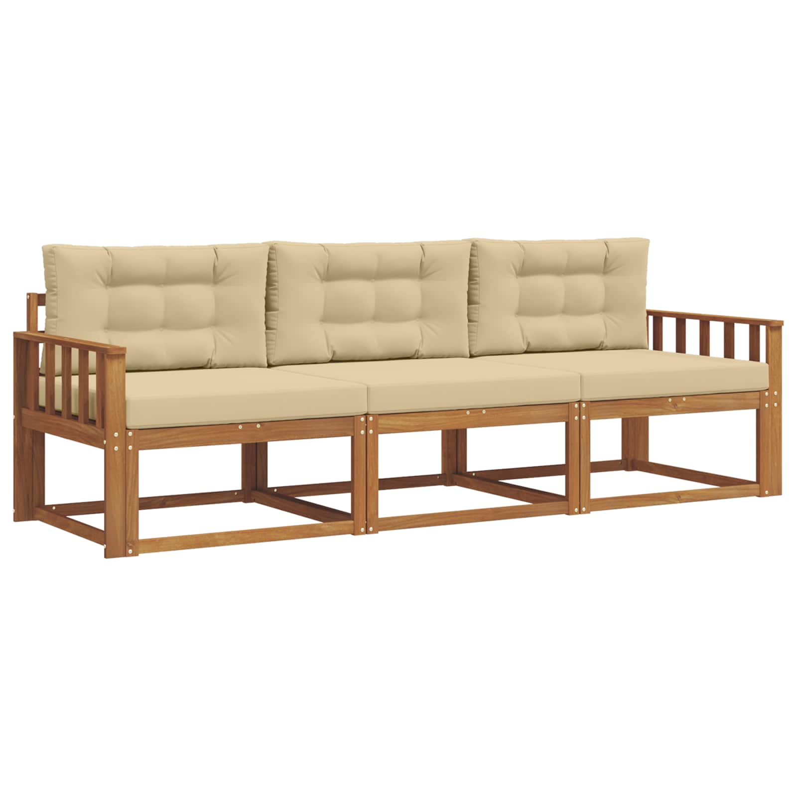 Set vanjskih sofa s jastukom 3 pcs Prirodna i bež