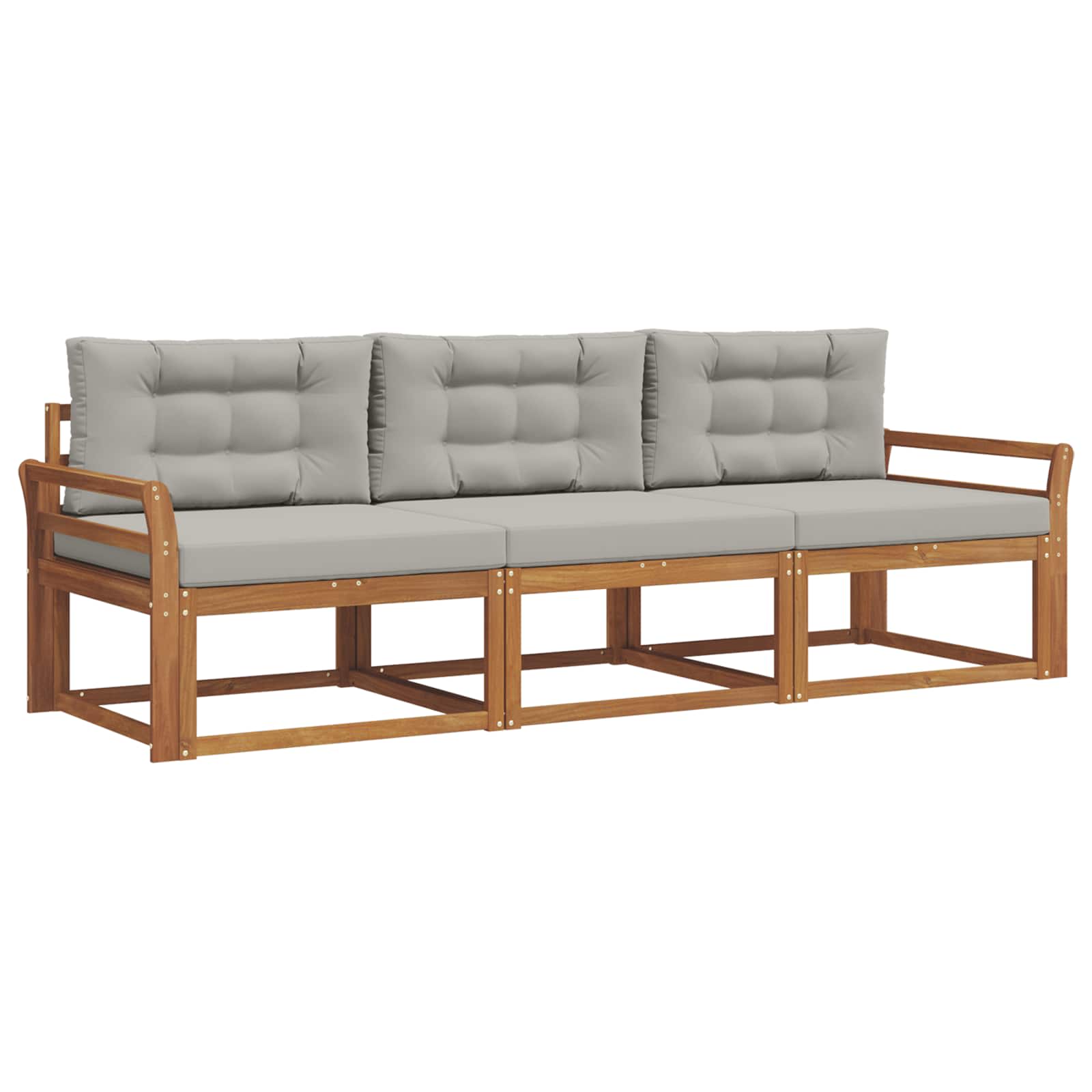 Set vanjskih sofa s jastukom 3 pcs Prirodna i svijetlo siva