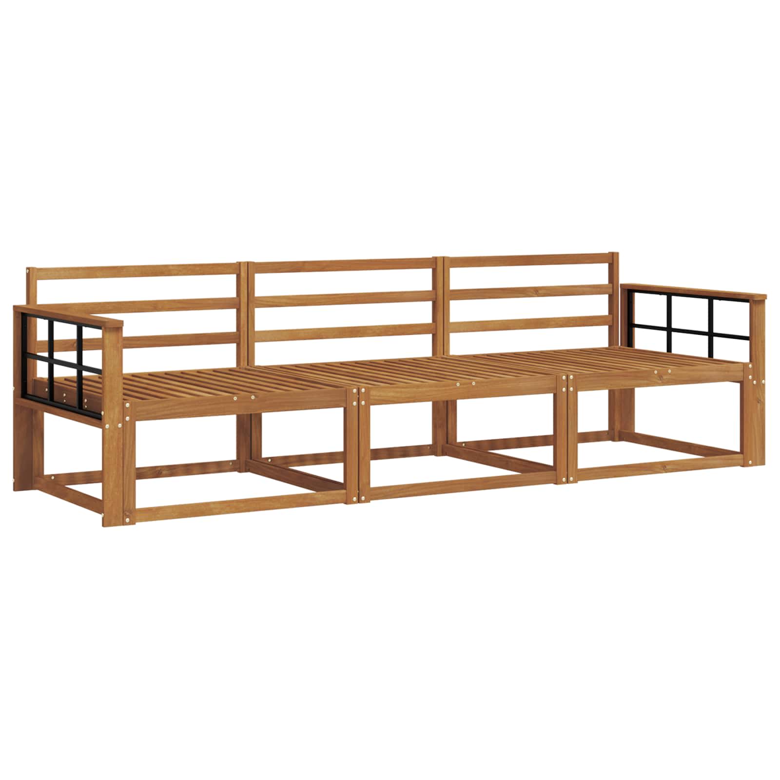 Set vanjskih sofa 3 pcs Prirodna Čvrsto drvo akacije