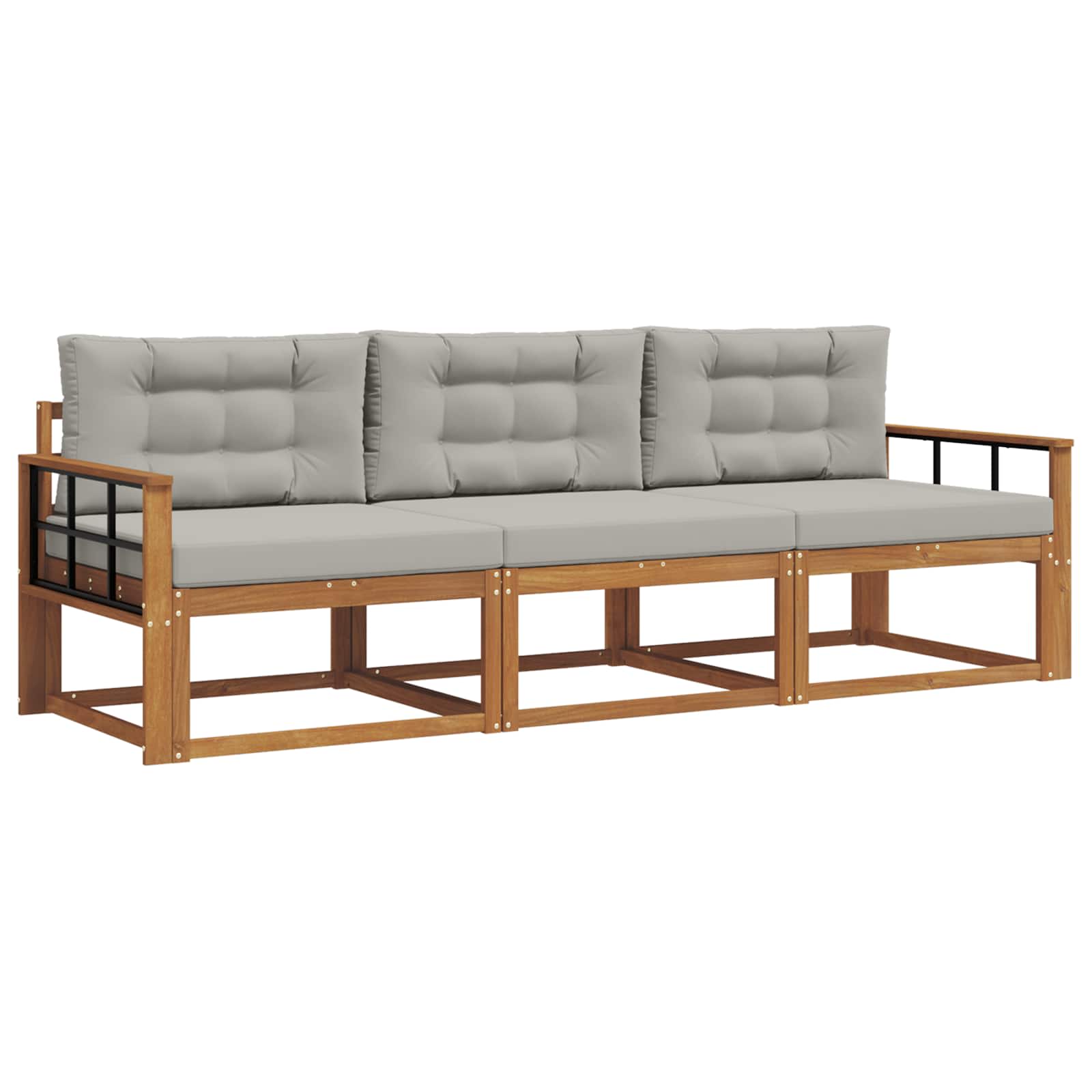 Set vanjskih sofa s jastukom 3 pcs Prirodna i svijetlo siva