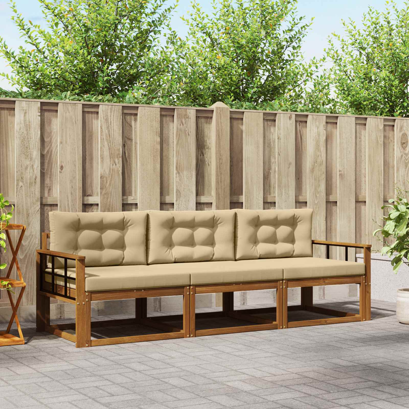 Set vanjskih sofa s jastukom 3 pcs Prirodna i bež