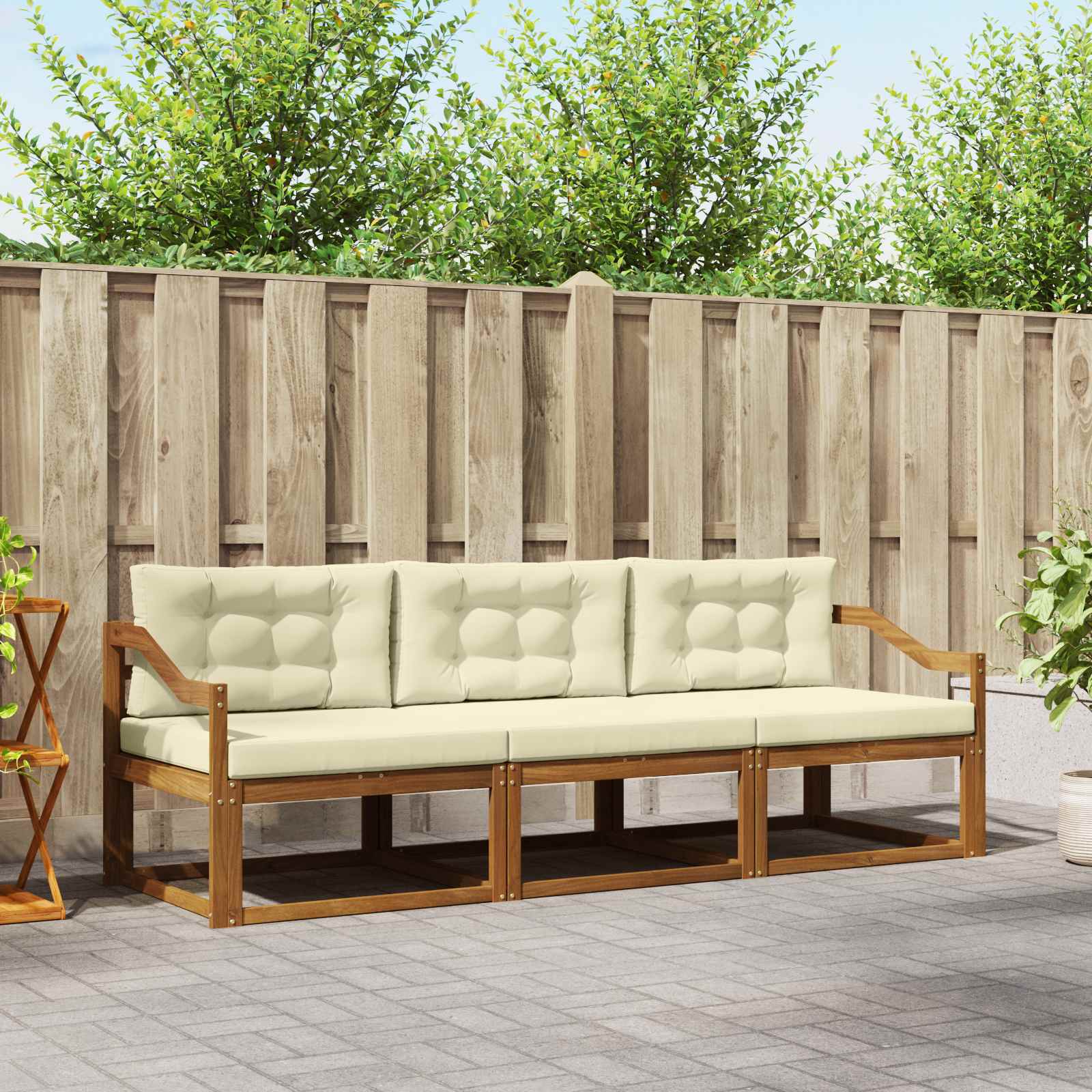 Set vanjskih sofa s jastukom 3 pcs Prirodna i krem