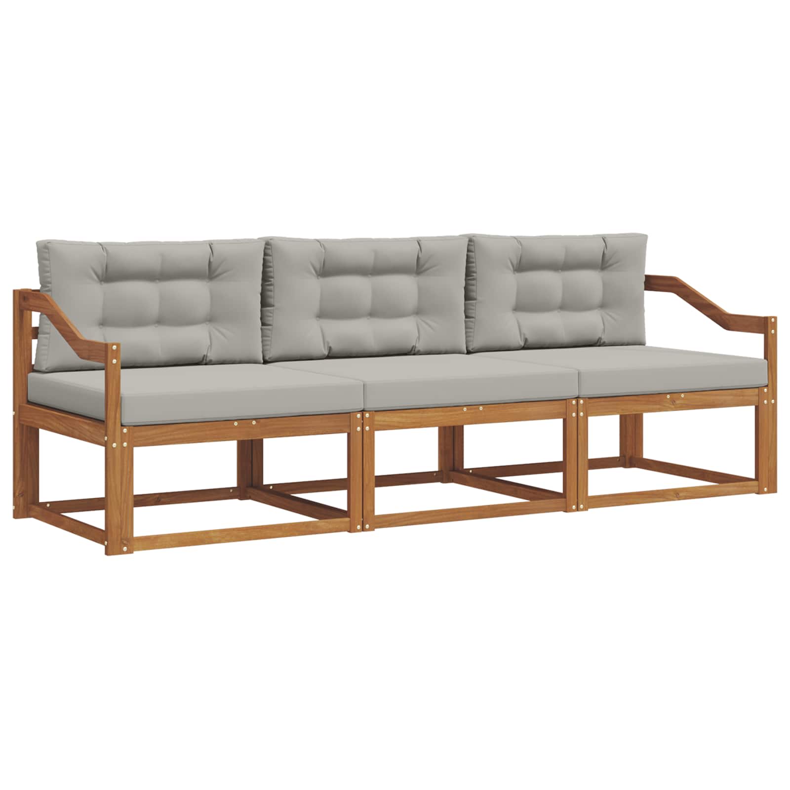 Set vanjskih sofa s jastukom 3 pcs Prirodna i svijetlo siva