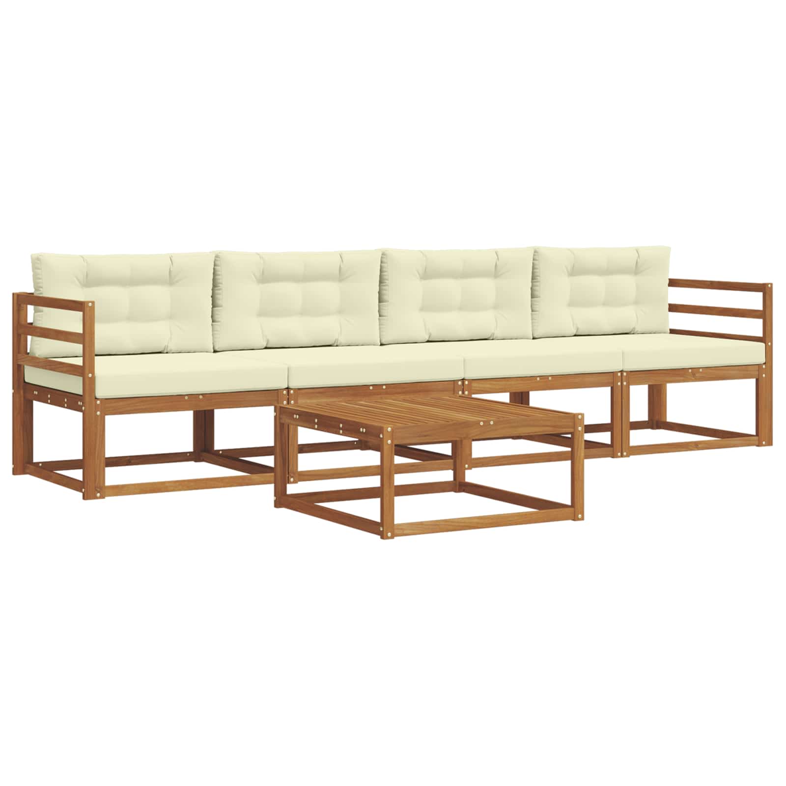 Set vanjskih sofa s jastukom 5 pcs Prirodna i krem