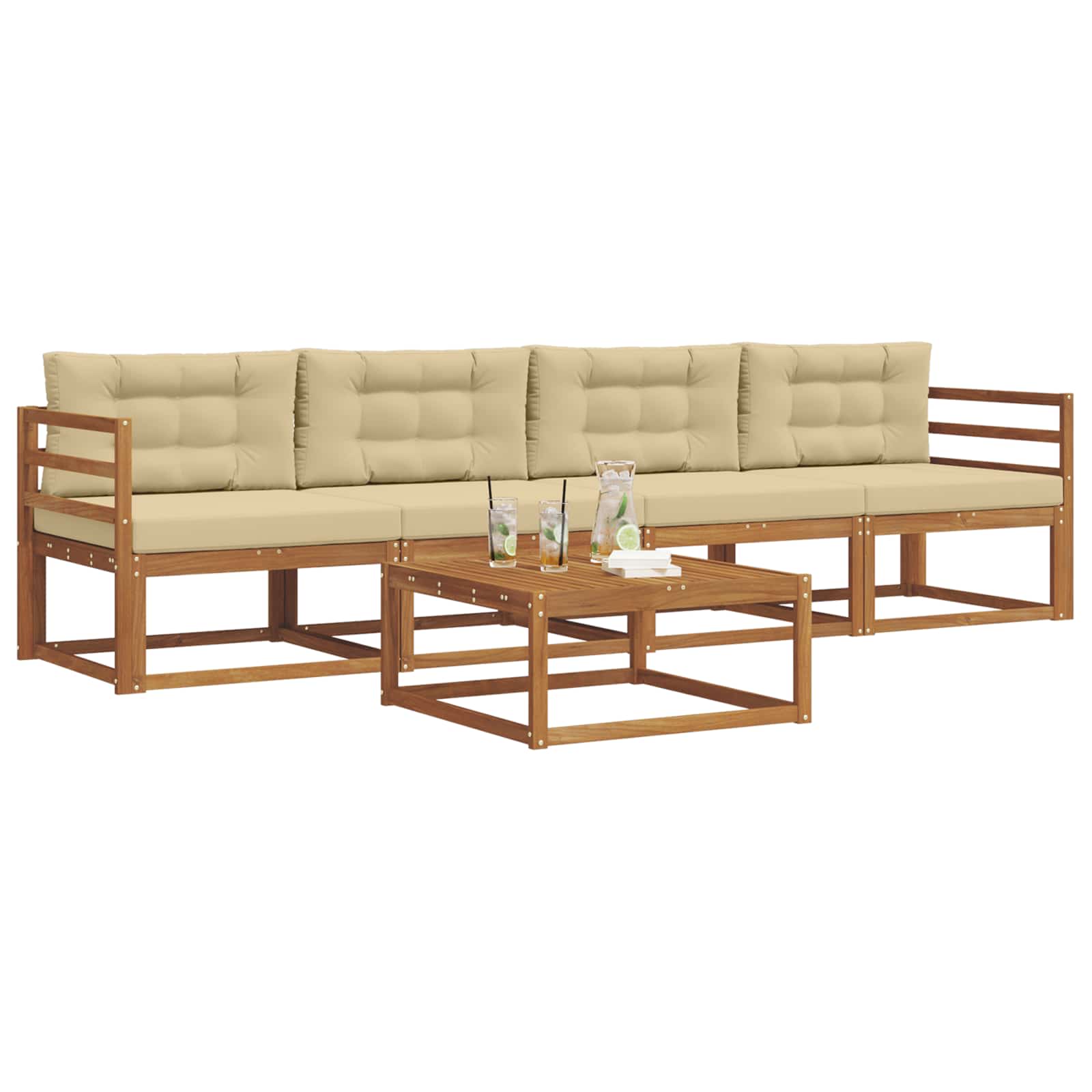 Set vanjskih sofa s jastukom 5 pcs Prirodna i bež