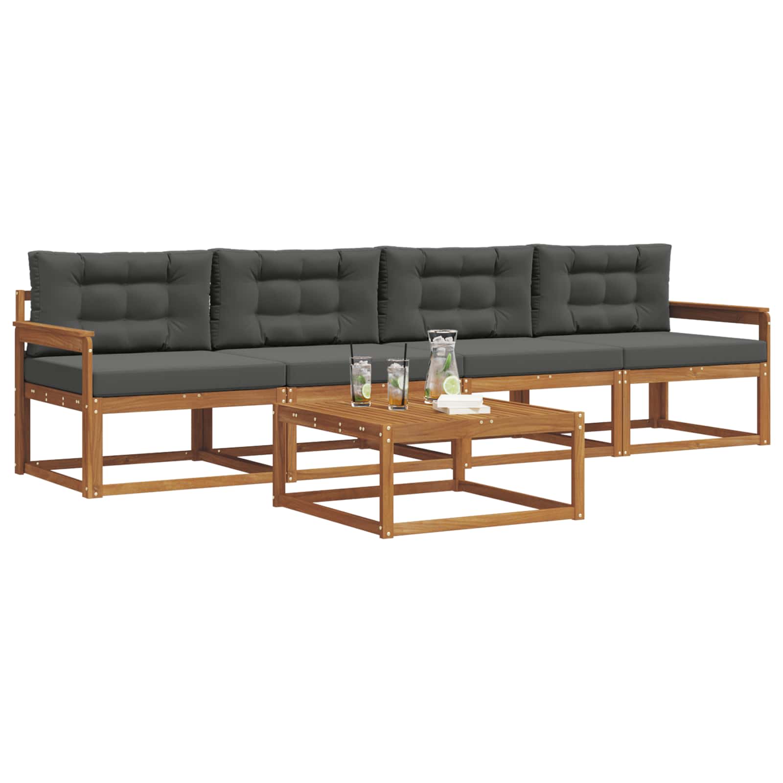 Set vanjskih sofa s jastukom 5 pcs Prirodna i antracit
