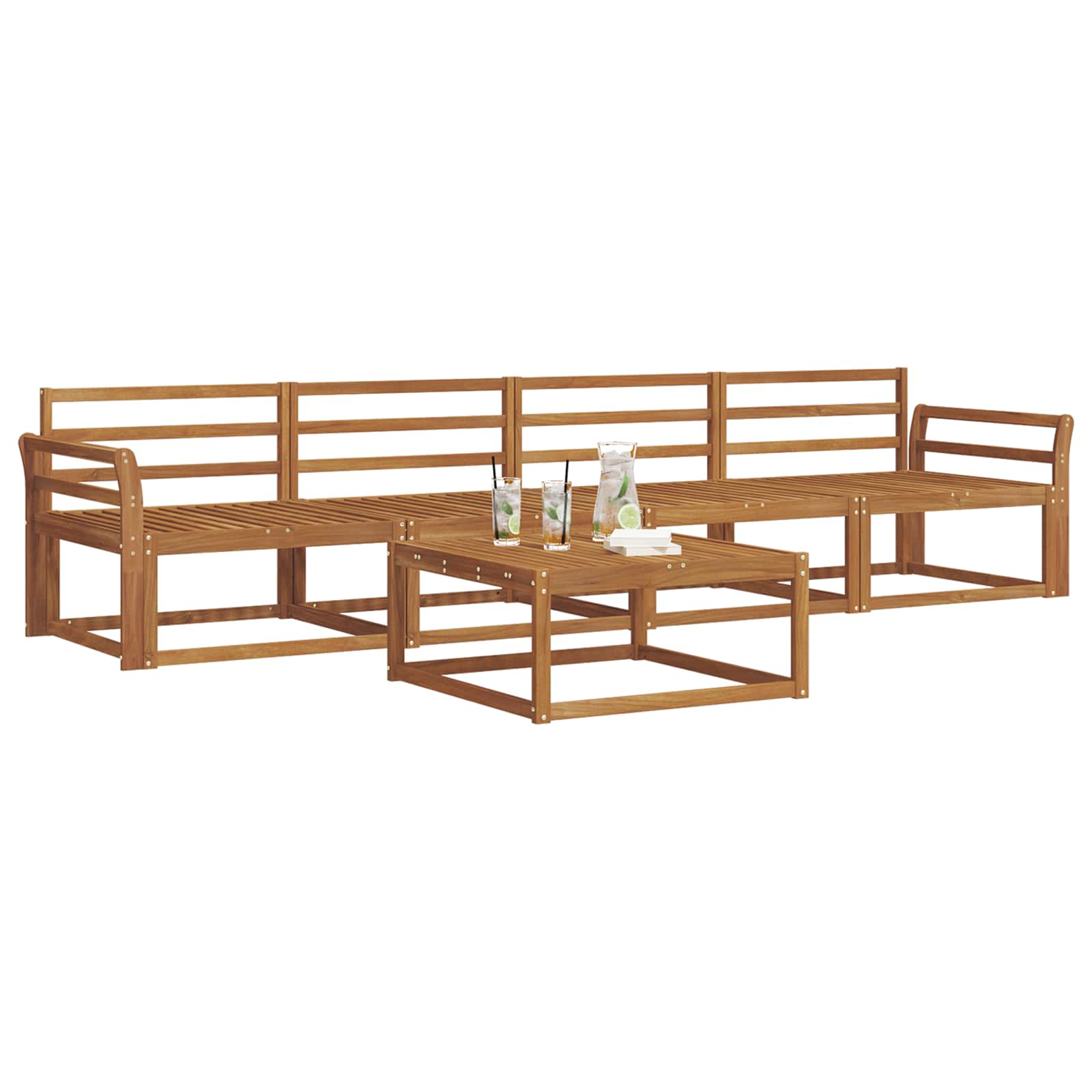 Set vanjskih sofa 5 pcs Prirodna Čvrsto drvo akacije