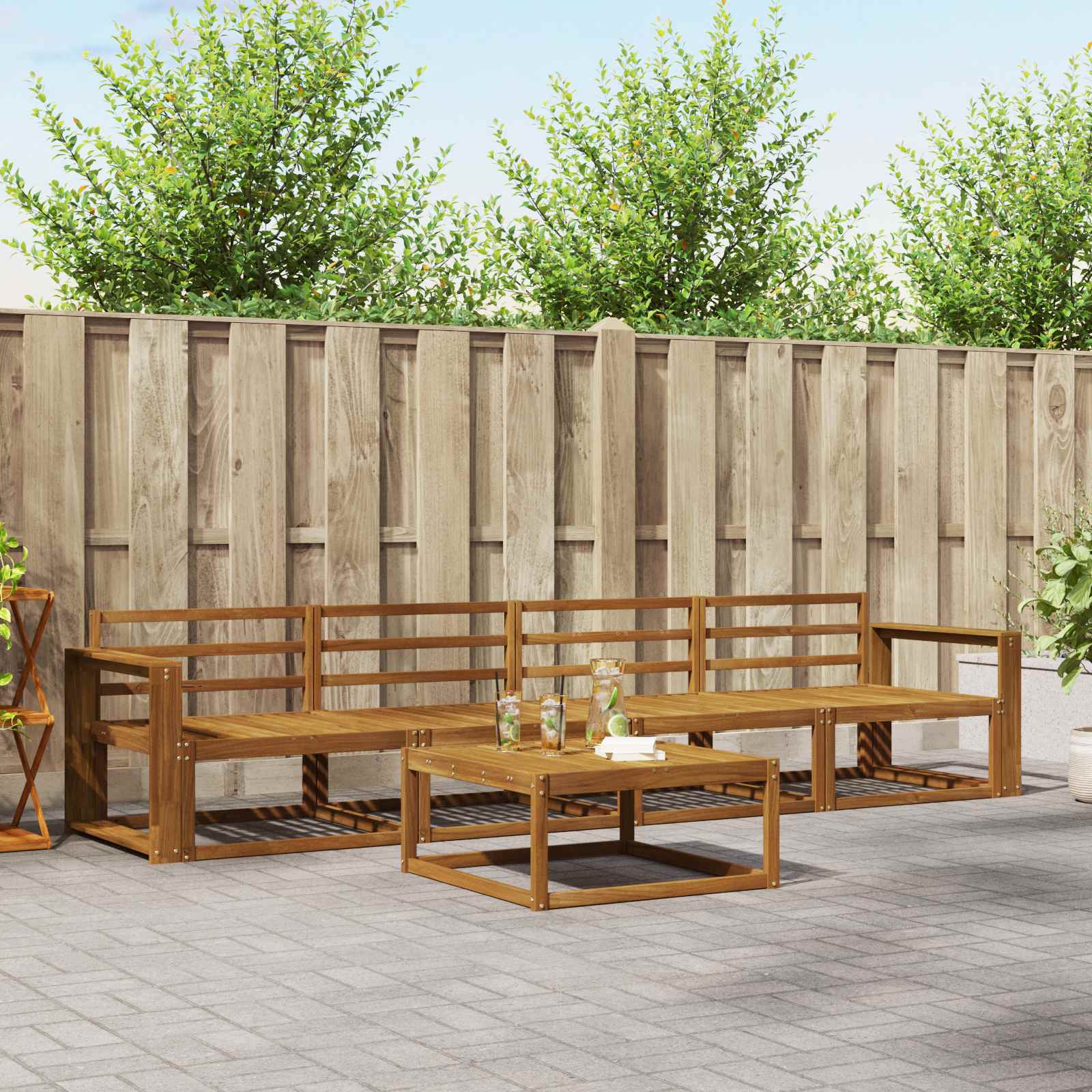 Set vanjskih sofa 5 pcs Prirodna Čvrsto drvo akacije