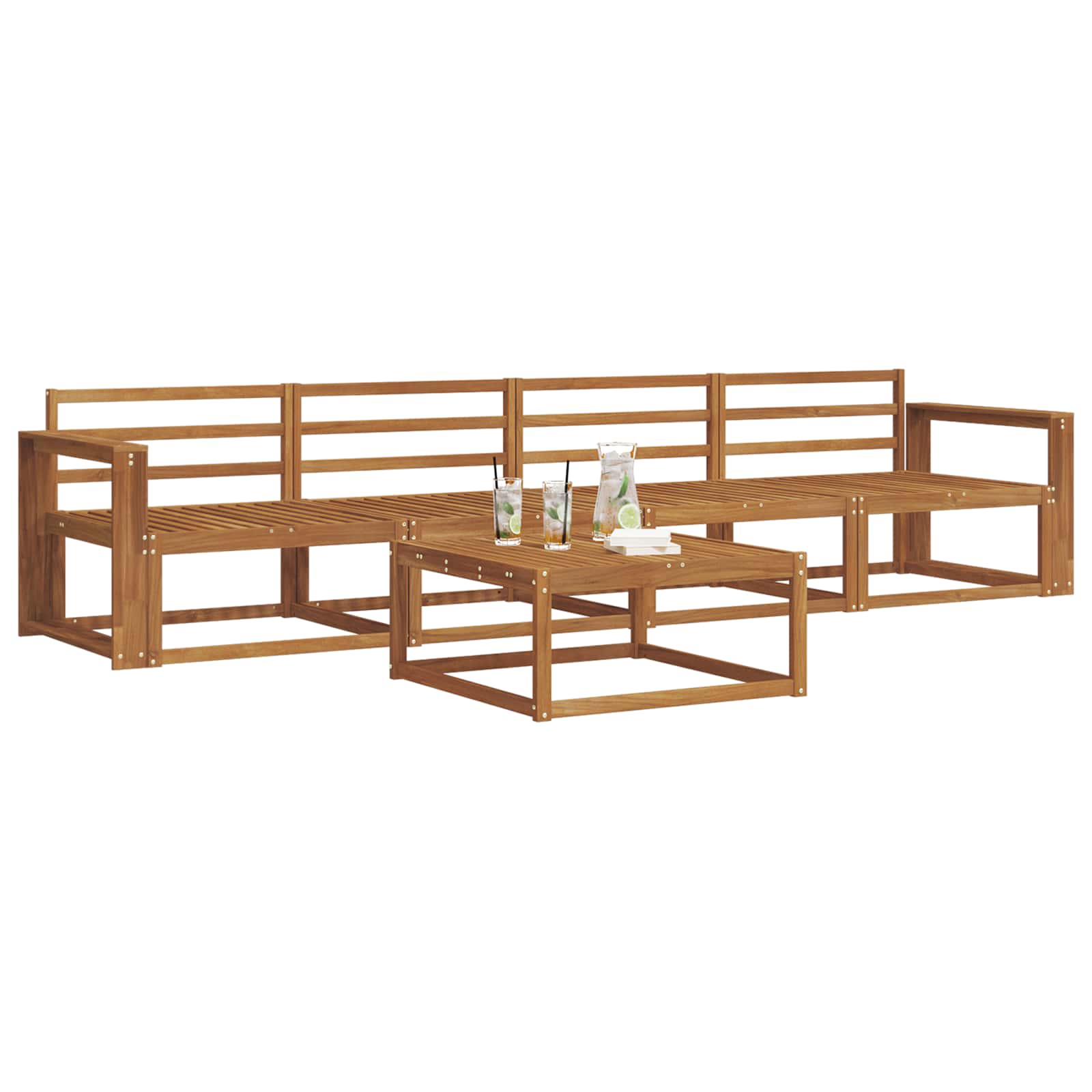 Set vanjskih sofa 5 pcs Prirodna Čvrsto drvo akacije