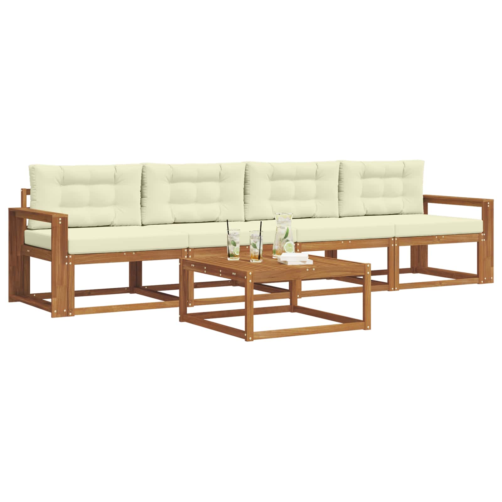 Set vanjskih sofa s jastukom 5 pcs Prirodna i krem