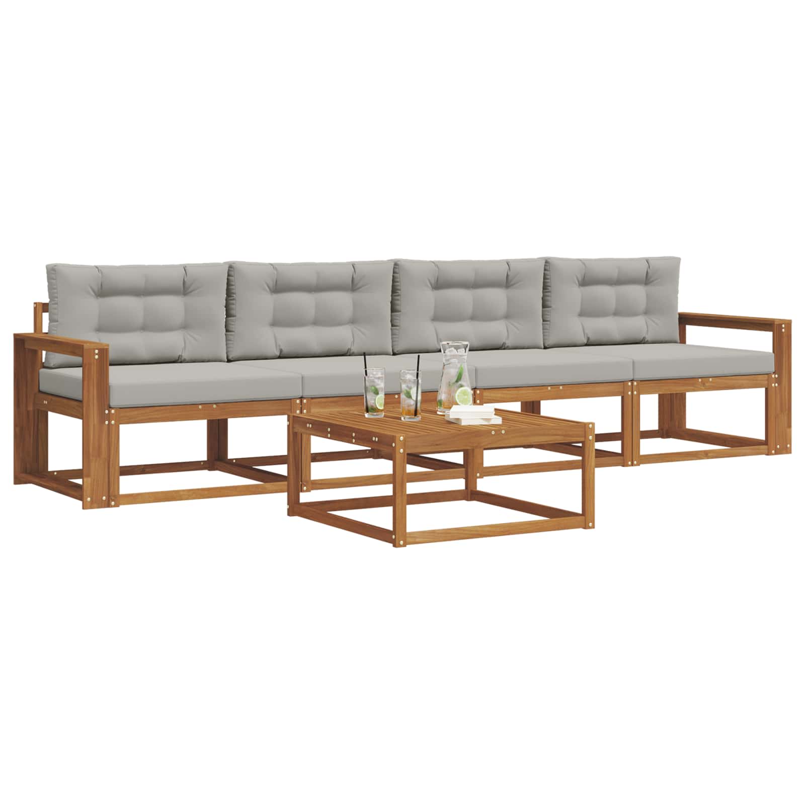 Set vanjskih sofa 5 pcs Prirodna i svijetlo siva