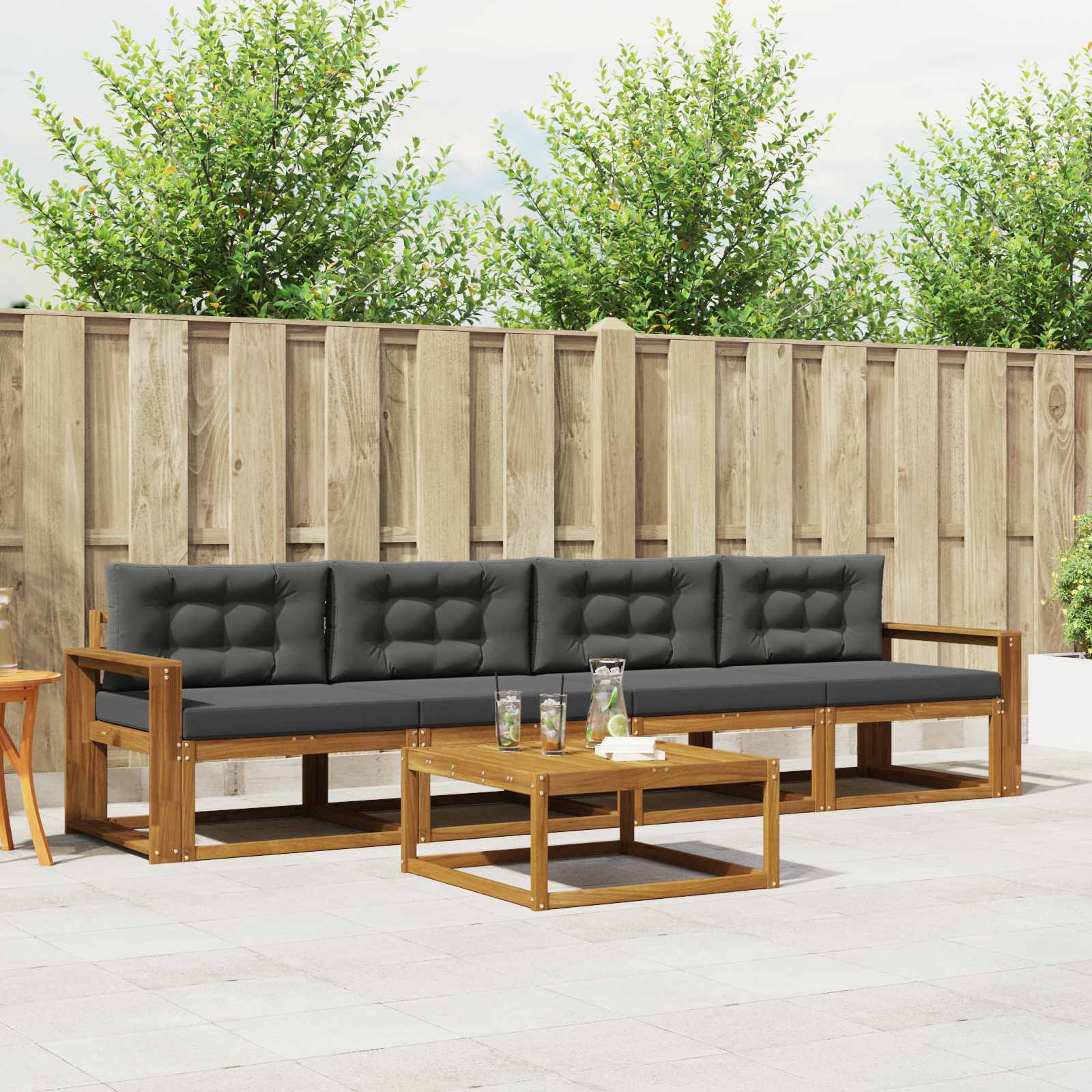 Set vanjskih sofa s jastukom 5 pcs Prirodna i antracit