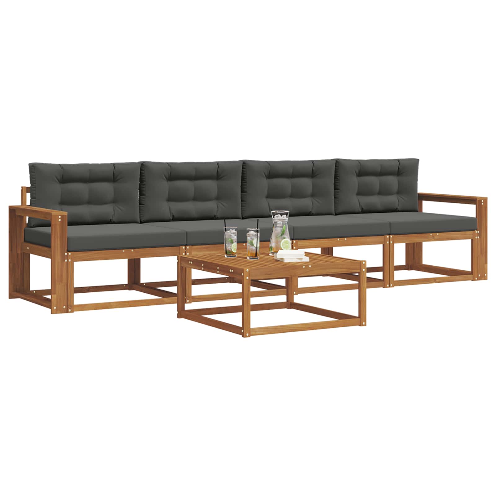 Set vanjskih sofa s jastukom 5 pcs Prirodna i antracit