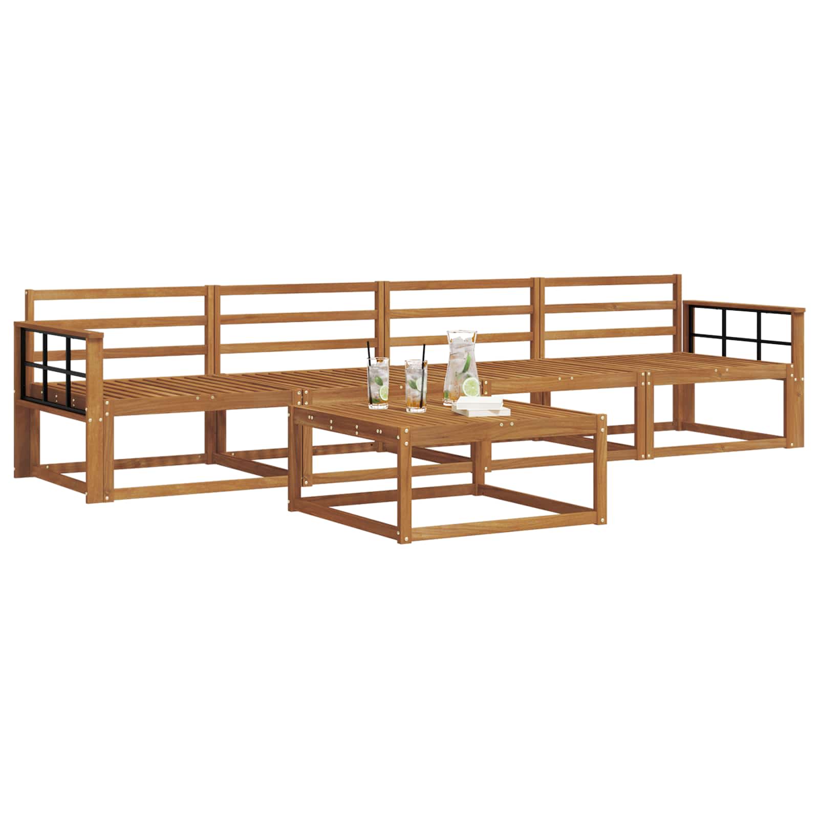 Set vanjskih sofa 5 pcs Prirodna Čvrsto drvo akacije