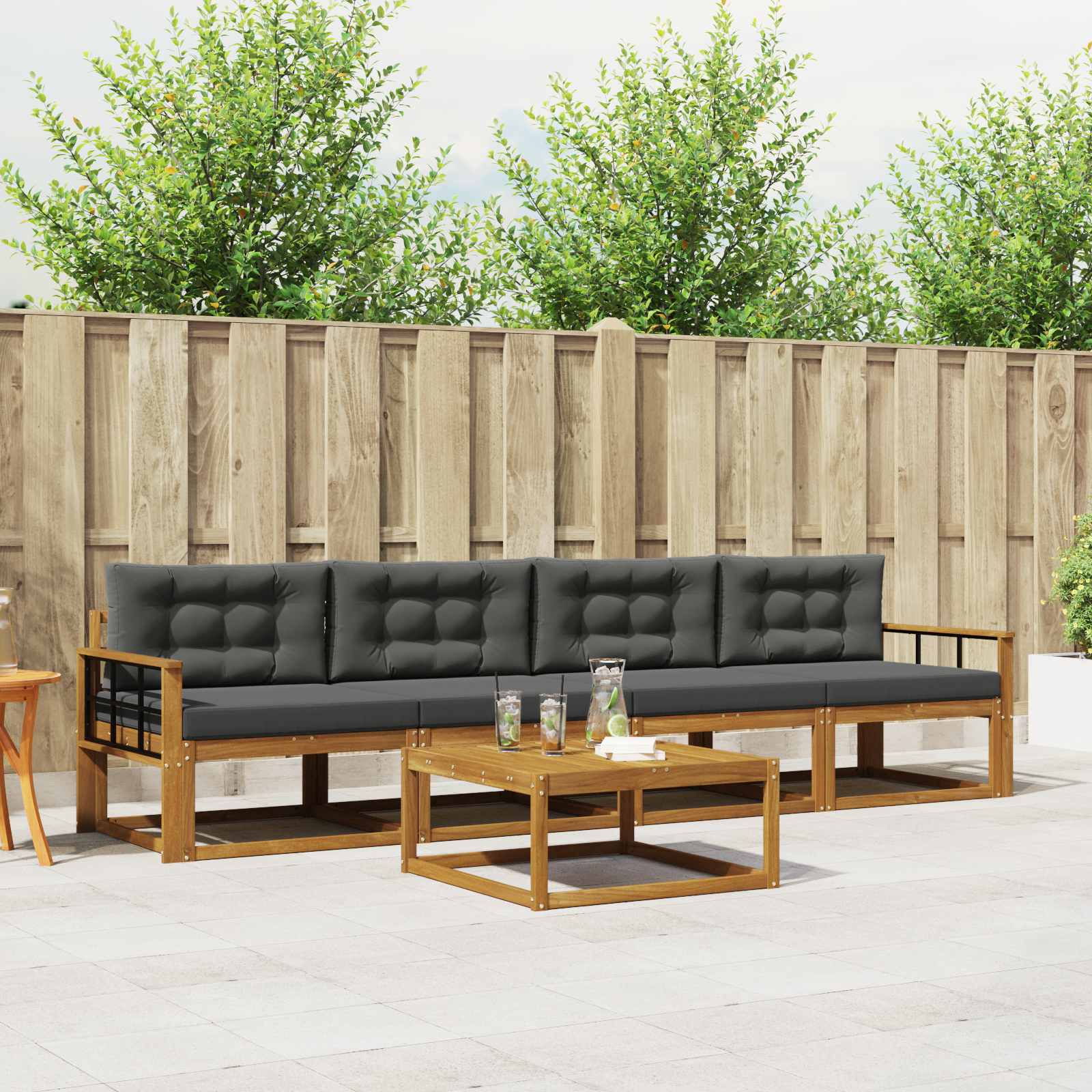 Set vanjskih sofa s jastukom 5 pcs Prirodna i antracit