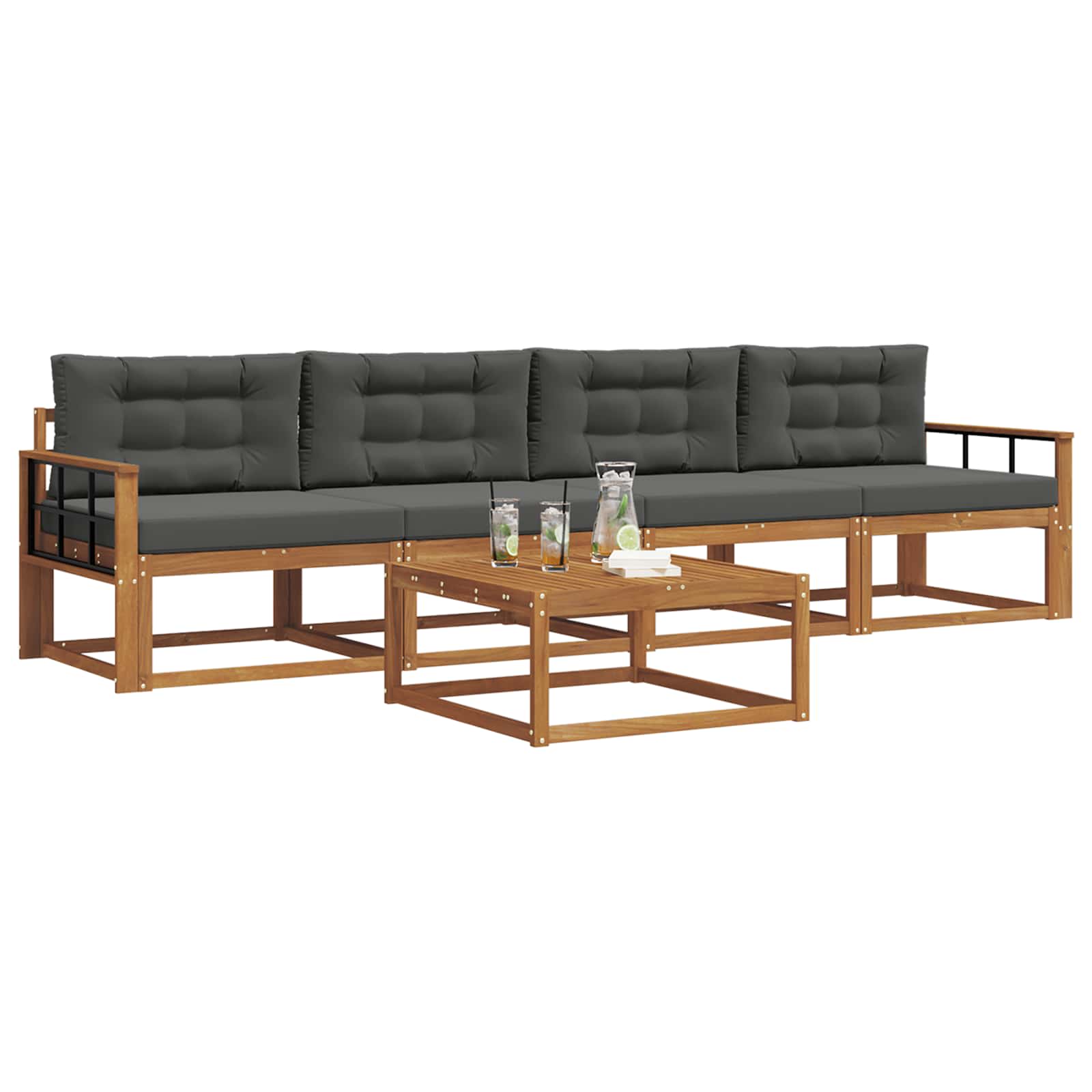 Set vanjskih sofa s jastukom 5 pcs Prirodna i antracit